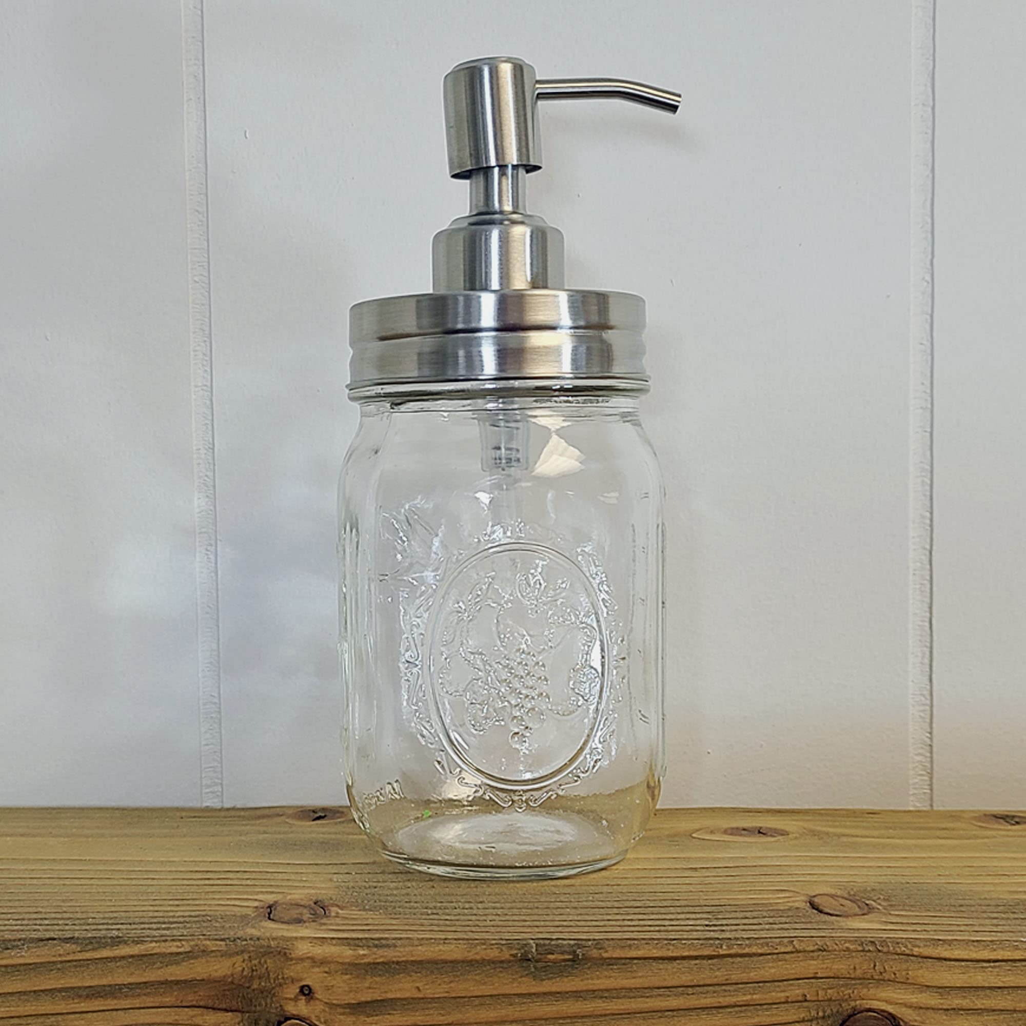 Rustic Painted or Clear Mason Jar with Soap Lotion Pump Dispenser - Black/Silver Pump Lids for Kitchen & Bathroom Decor | Farmhouse Home Accessories | Perfect for Hand Soap Dispensers, Bathroom Organizers & Country Style Decor