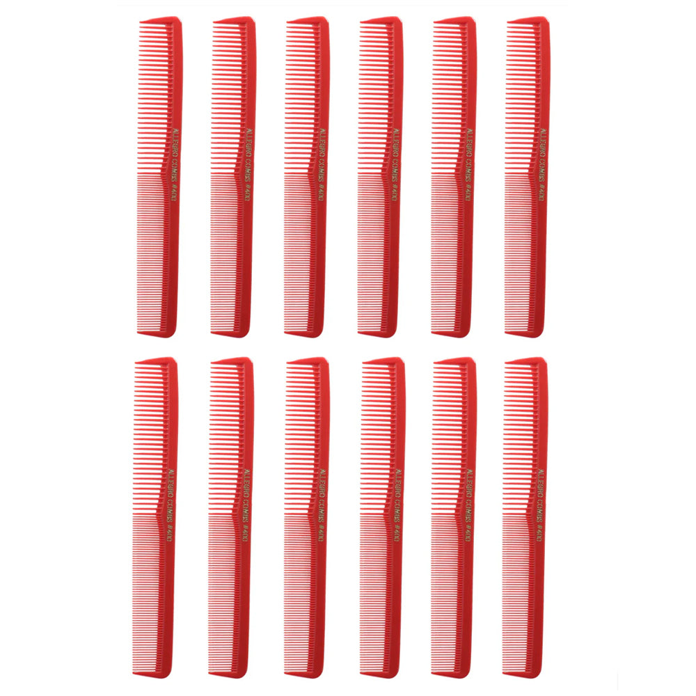 Professional Allegro #400 Barber Combs for Hair Cutting & Styling - 12 Pack All-Purpose Hairdressing Tools | Perfect for Salons, Home Haircuts & Beard Grooming