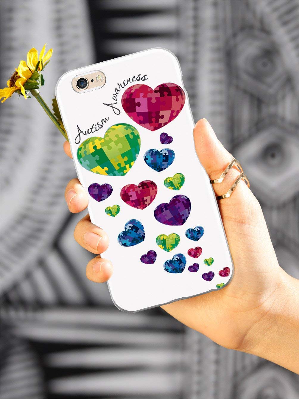 Autism Awareness Hearts iPhone XR Case - 3D Textured Protective Cover for Apple iPhone XR - Shockproof & Slim Design - Perfect for Daily Use, Work, and Travel
