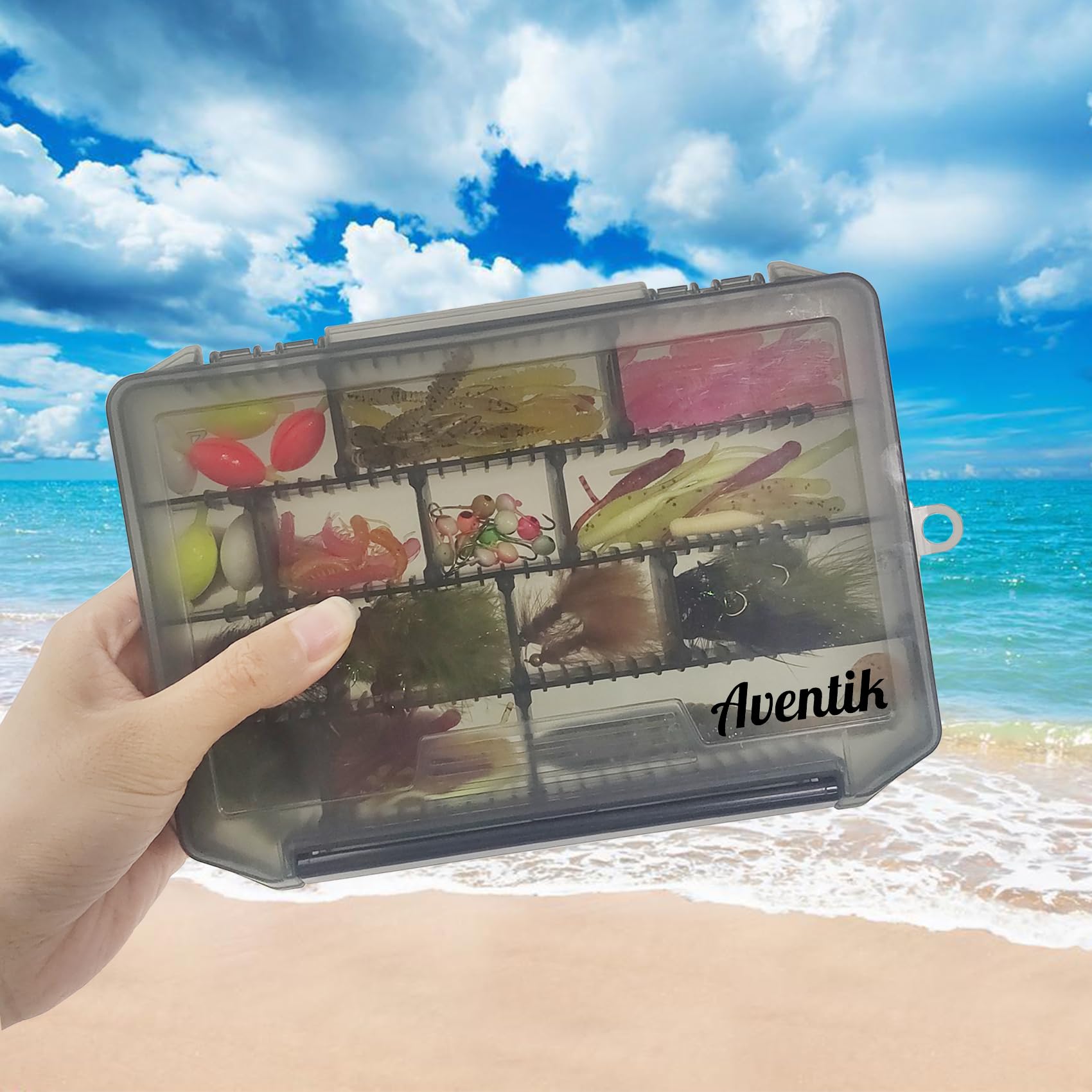 **Aventik Fly Box - Portable Jig Head Storage Box for Crappie & Bass Fishing - Durable Tackle Organizer with Secure Lure Storage (Grey) - Perfect for Ice Fishing & On-the-Go Anglers**