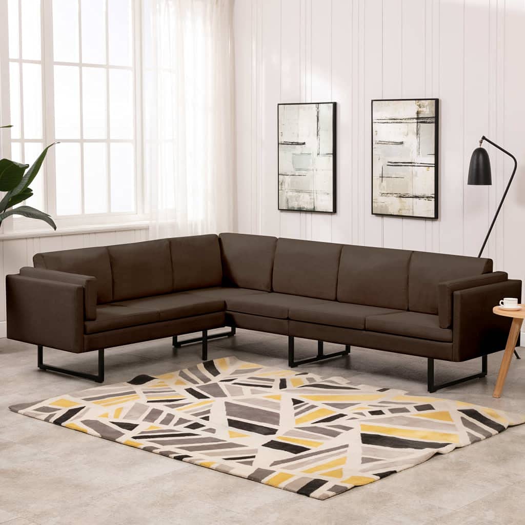 ZQQLVOO Modern Corner Sofa - Brown Fabric Upholstered Sectional Couch for Living Room, Office, Apartment & Studio - Comfortable Reception Sofa for Home & Workspace - Perfect for Lounging, Entertaining & Small Spaces
