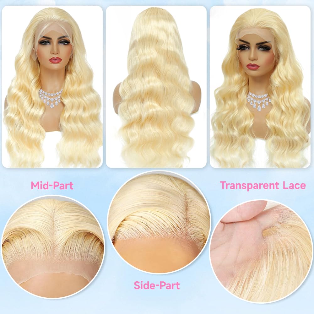 30 Inch 613 Blonde Human Hair Lace Front Wig - 13x6 HD Lace Frontal, 200% Density, Pre-Plucked Body Wave, Glueless Design for Daily Wear & Special Occasions