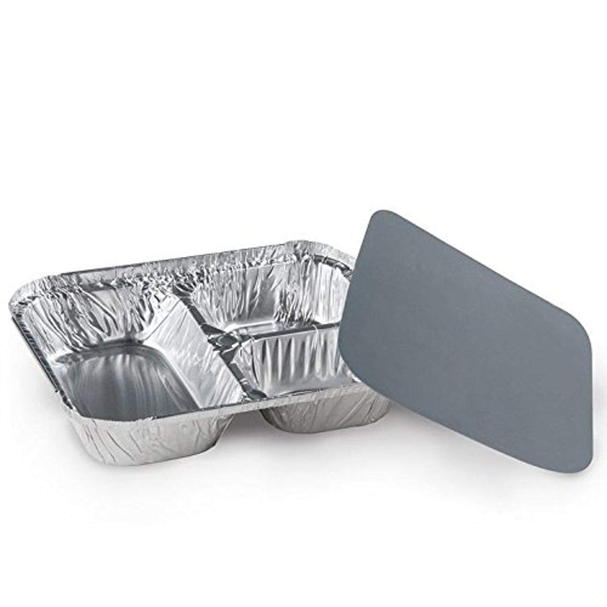 Premium 3-Compartment Foil Pans with Board Lid - Heavy Duty Disposable Food Containers (Pack of 250) - Ideal for Catering, Meal Prep, Parties & Takeout