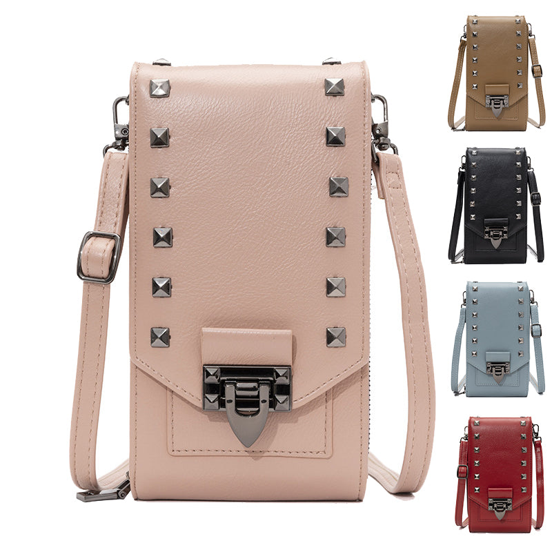 Stylish Women's Solid Color Crossbody Shoulder Bag with Rivet Design - Perfect for Phone, Wallet & Essentials - Ideal for Work, Travel & Daily Use