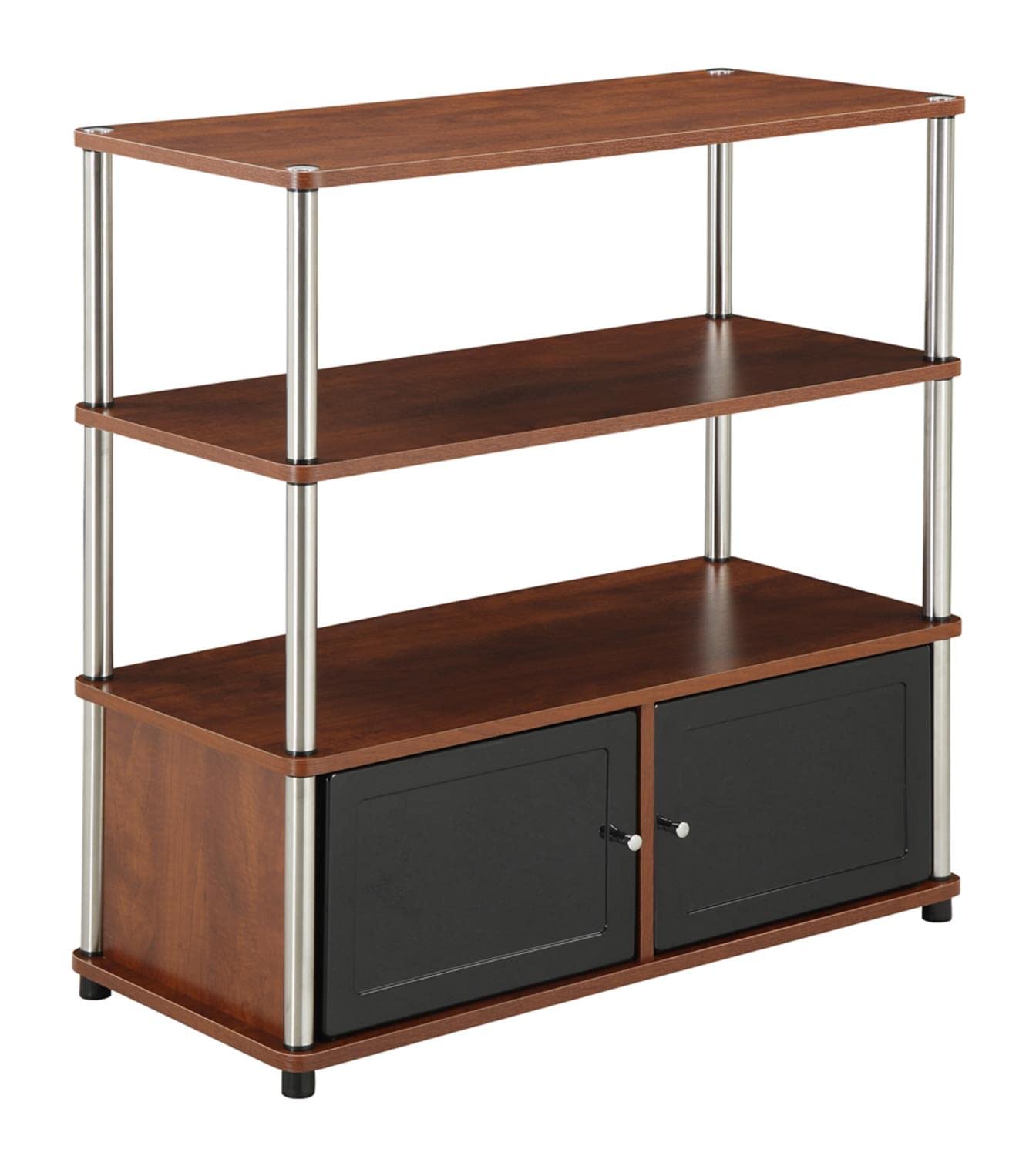 Convenience Concepts Designs2Go Highboy TV Stand with Storage Cabinets & Shelves for 40-Inch TVs - Cherry Finish | Perfect for Living Room, Bedroom & Home Theater Setup