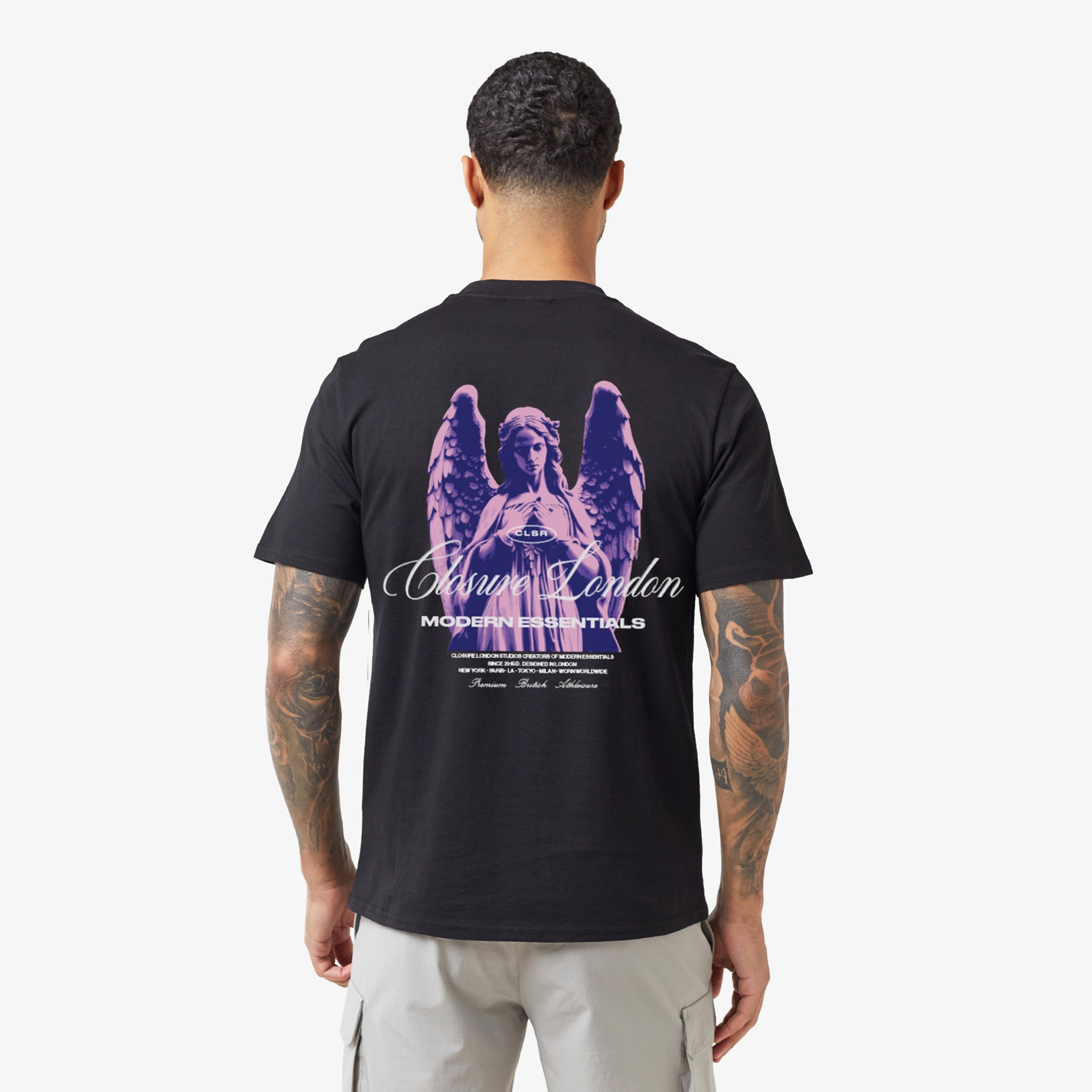 Script Angel T-Shirt for Men & Women | Black Cotton Graphic Tee | Casual Streetwear, Gift Idea, Everyday Wear
