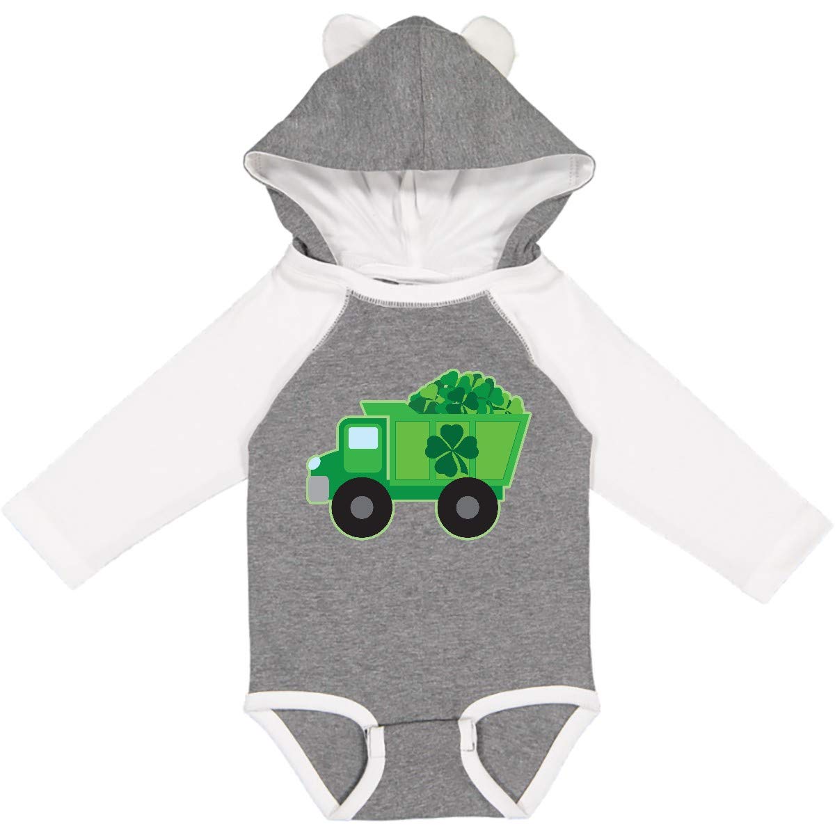 Inktastic St. Patrick's Day Irish Clover Dump Truck Baby Long Sleeve Bodysuit - Cute Outfit for Boys & Girls, Holiday Party & Photo Shoots