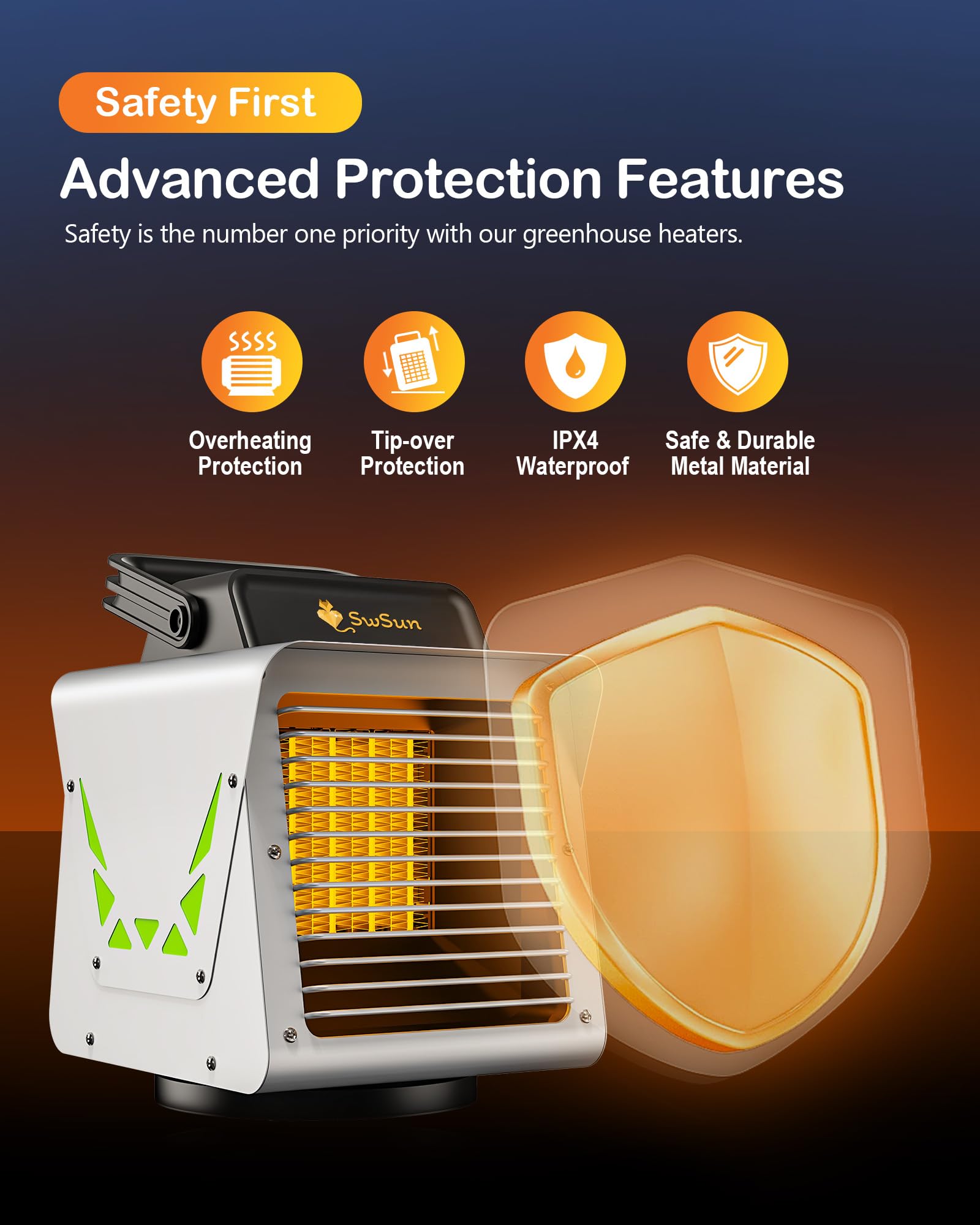 1500W Smart Greenhouse Heater with APP Remote Control & Digital Panel - Portable Outdoor Plant Heater for Vegetables, Grow Tents, Garage & Sunroom | Energy Efficient Heating Solution for Indoor Gardening & Winter Protection