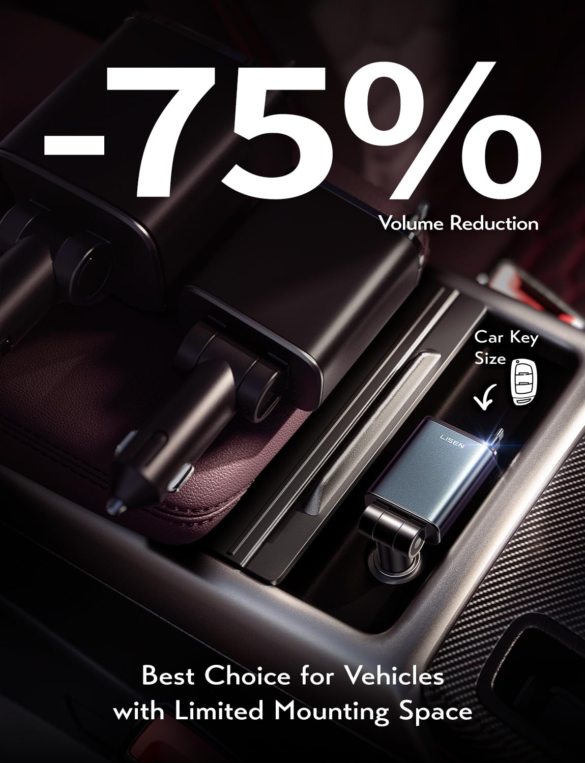 LISEN 57W Ultra Mini Retractable Car Charger with USB C Fast Charging - Compact Design Saves 75% Space - Compatible with iPhone 16/15 Pro Max/Plus, Samsung Galaxy S25/S24 Ultra/Plus & Android Devices - Perfect for Road Trips, Commuting & Travel Charging
