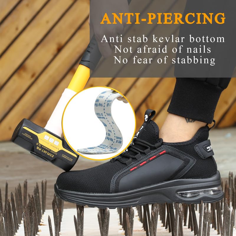 Men's & Women's Steel Toe Safety Work Shoes - Anti-Slip Industrial Construction Shoes for Manufacturing & Warehouse Workers | Durable & Comfortable for Long Shifts