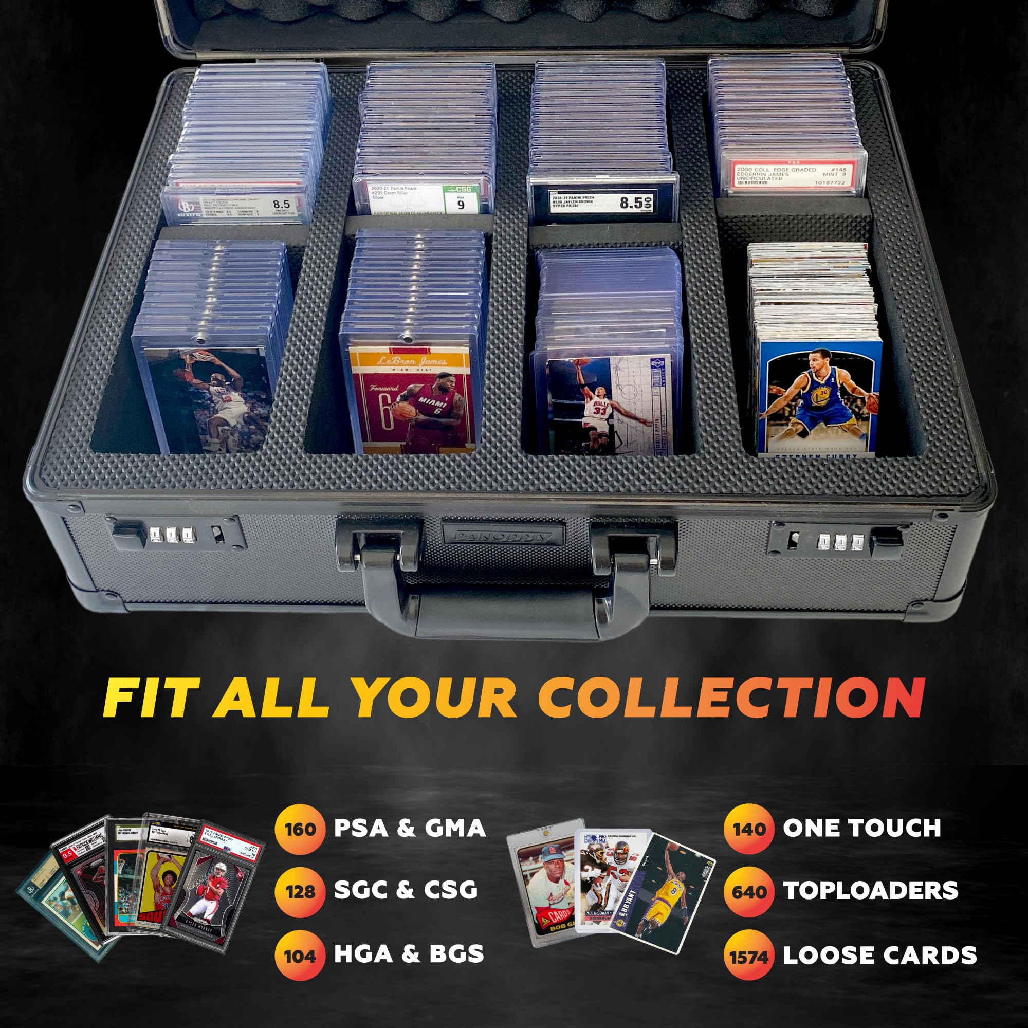 Premium 1 & 4 Row BGS/PSA Graded Card Storage Case - Heavy Duty Sports Card Holder Box for PSA Slab Protection | Perfect for Collectors, Trading & Displaying Sports Cards