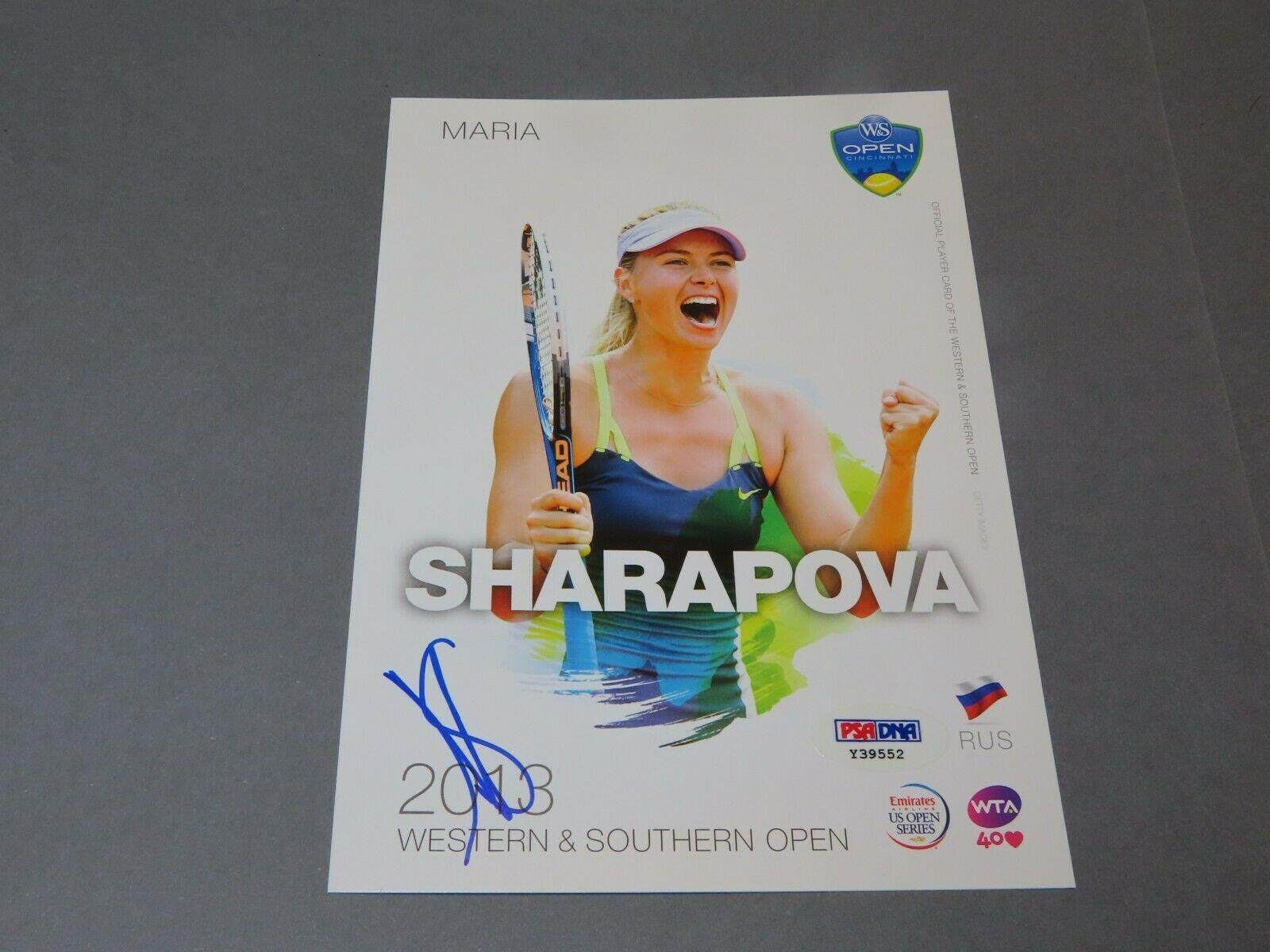 Maria Sharapova Autographed 2013 W&S Open 5x7 Tennis Player Card with PSA/DNA COA - Signed Memorabilia for Tennis Fans & Collectors - Perfect for Display in Home, Office or Sports Memorabilia Collection