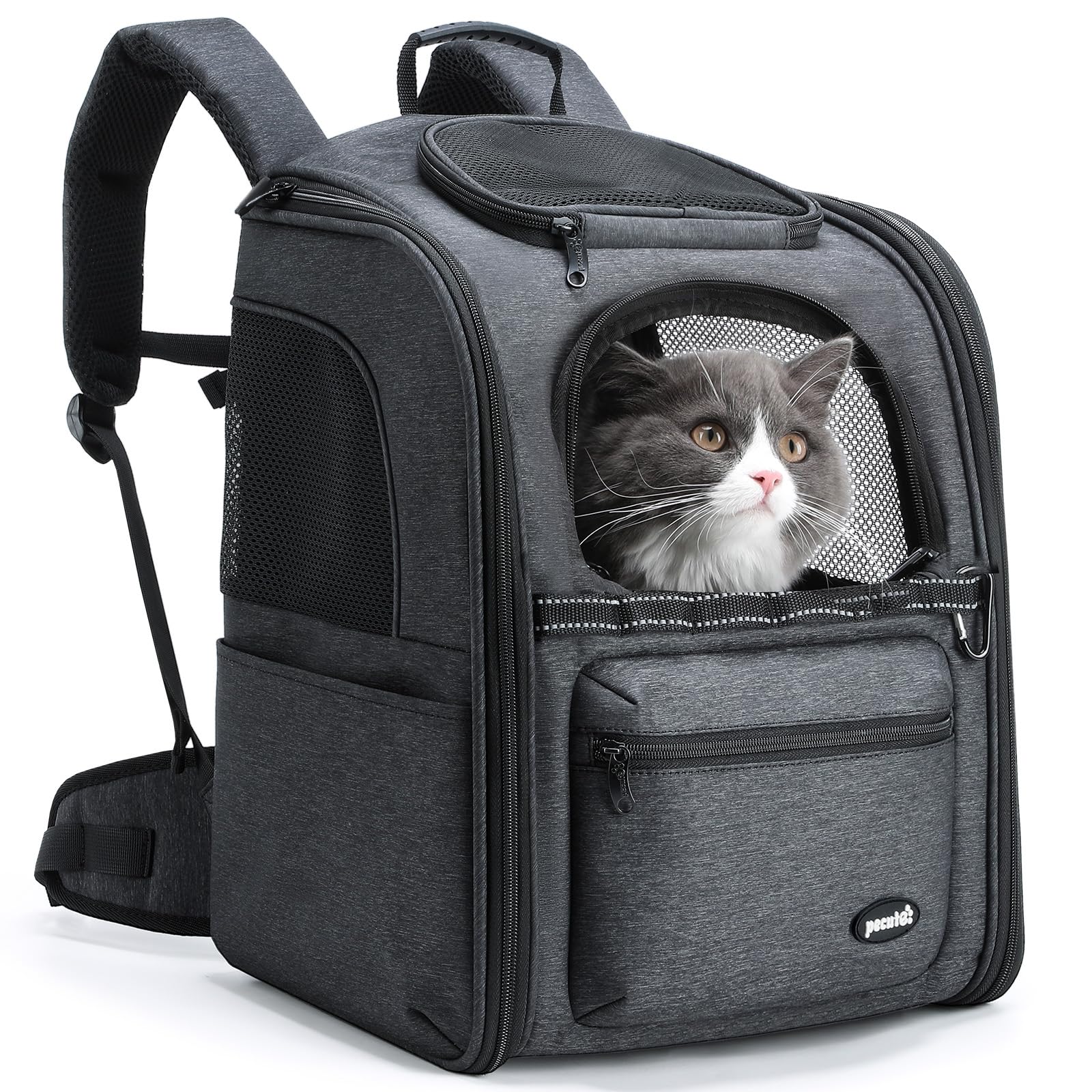Pecute Foldable Cat Backpack Carrier - Lightweight & Ergonomic Pet Travel Backpack for Small Dogs & Cats - Perfect for Hiking, Vet Visits & Outdoor Adventures