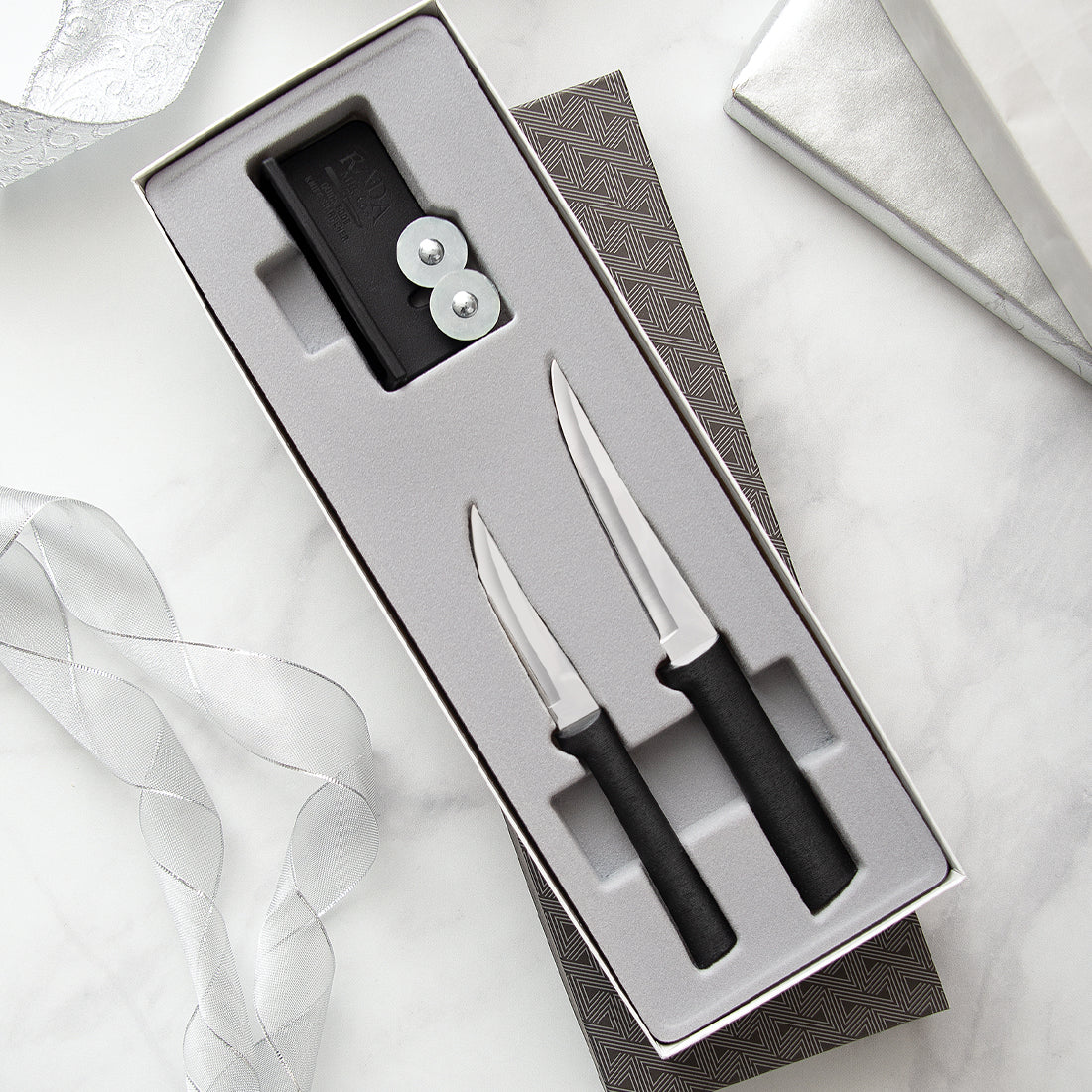 Premium Paring Knife & Sharpener Set - Ultra Sharp Kitchen Knives for Peeling, Slicing & Dicing - Perfect for Fruits, Vegetables & Home Cooking