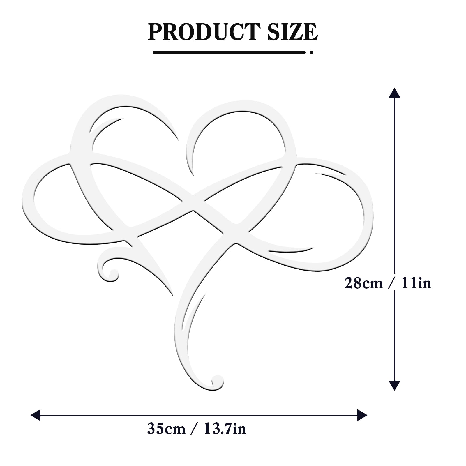 Infinity Heart Metal Wall Art - Elegant Steel Love Sign Plaque for Bedroom, Living Room & Wedding Decor - Geometric Cut-Out Home Ornament (11.4x13.7in, White) | Perfect for Anniversary Gifts, Housewarming & Romantic Home Decoration
