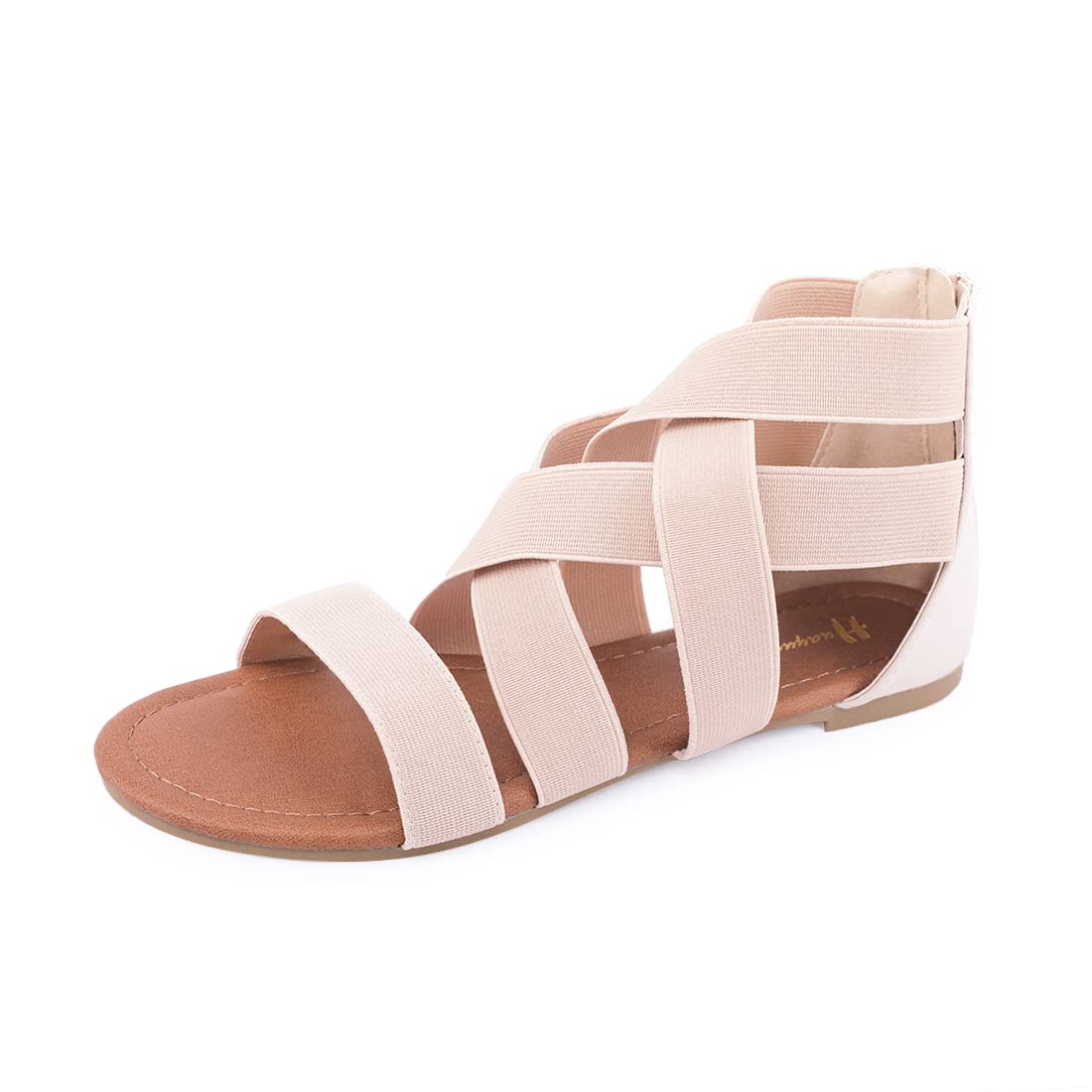 Women's Comfortable Elastic Gladiator Flat Sandals with Adjustable Ankle Strap - Perfect for Summer, Beach, and Casual Outings