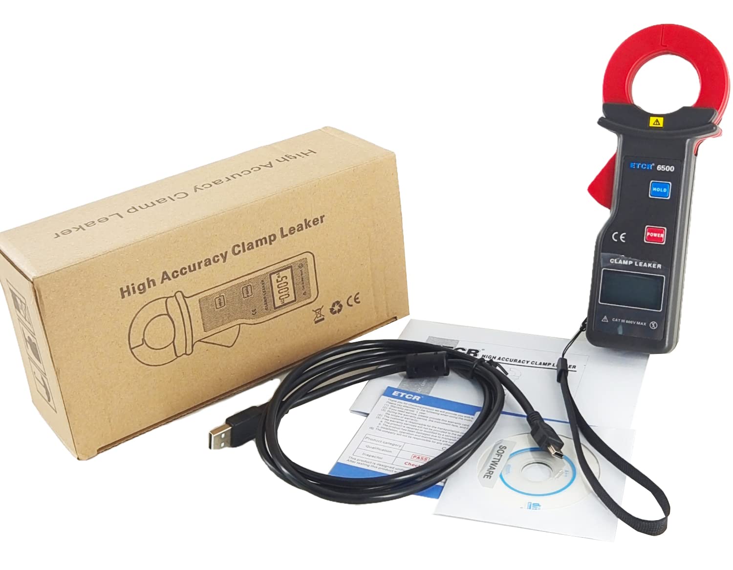 Digital Clamp Meter Leakage Current Tester - AC Clamp Ammeter with Data Storage (99 Groups), 0.000mA-300.00A Range - Perfect for Electrical Maintenance, HVAC Repair & Industrial Safety Testing