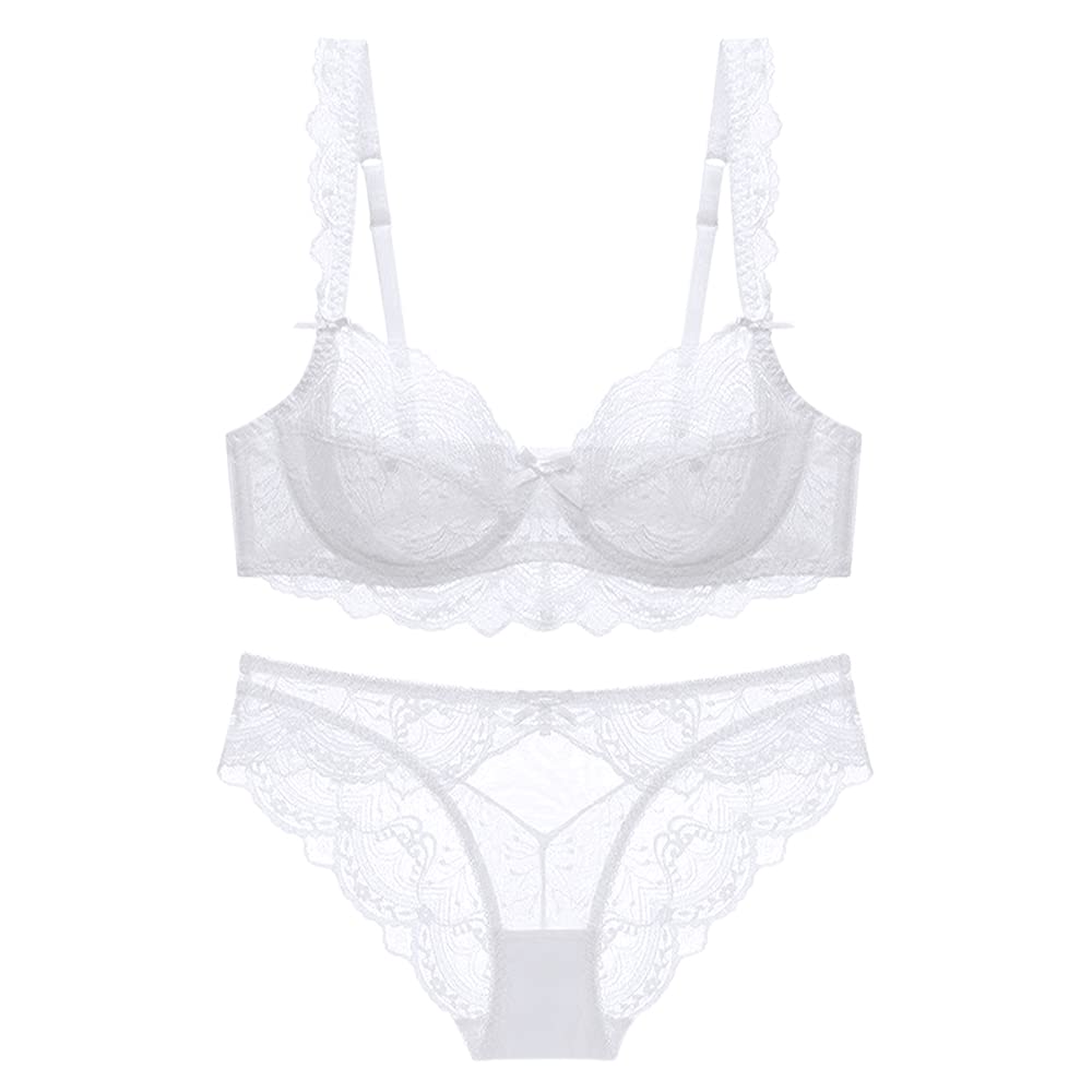 Guoeappa Women's Lace Bra and Panty Set - Underwire Push Up Lingerie with Sheer Cups | Sexy Comfort for Date Night & Special Occasions