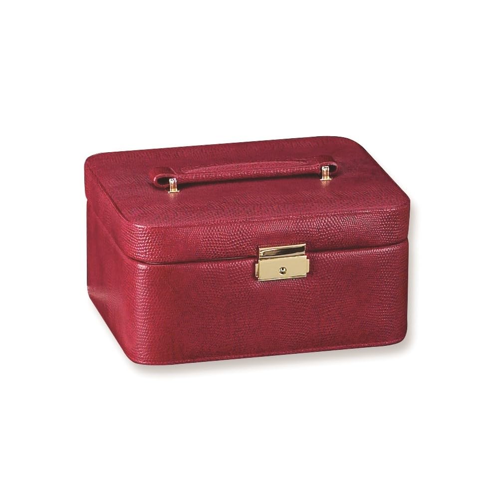 Diamond2Deal Red Velvet Jewelry Box & Watch Case - Premium Storage for Necklaces, Rings & Watches - Perfect for Travel, Gifts & Home Organization