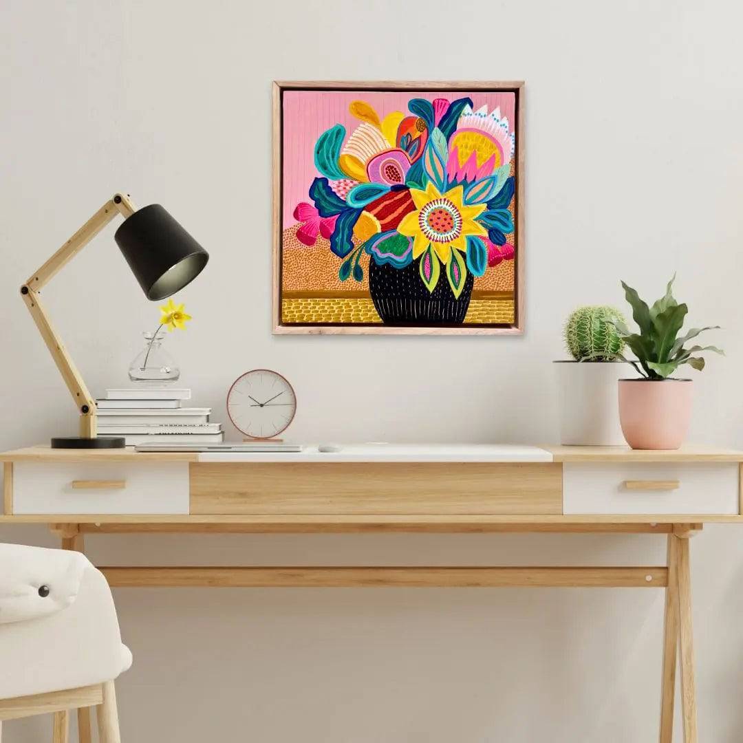 Sunburst Bouquet Original Handmade Oil Painting - Floral Wall Art for Living Room, Bedroom & Office Decor