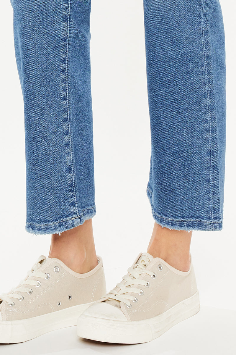 Bethany High Rise 90's Criss Cross Straight Leg Jeans for Women | Vintage Denim Pants | Perfect for Casual Wear, Street Style & Retro Outfits