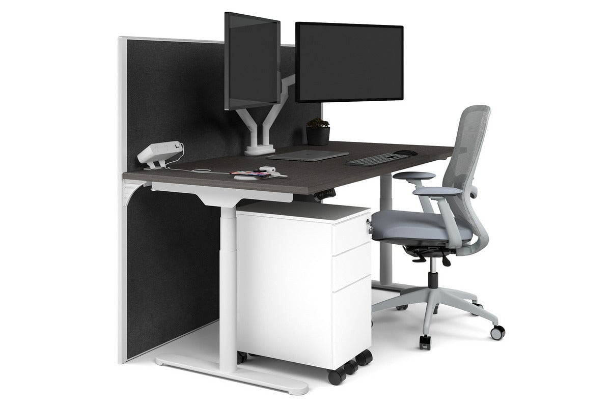 Flexi Premium Height Adjustable Single Workstation Desk - 1800L x 800W with Cable Management Scallop | Ergonomic Standing Desk for Home Office & Workspace