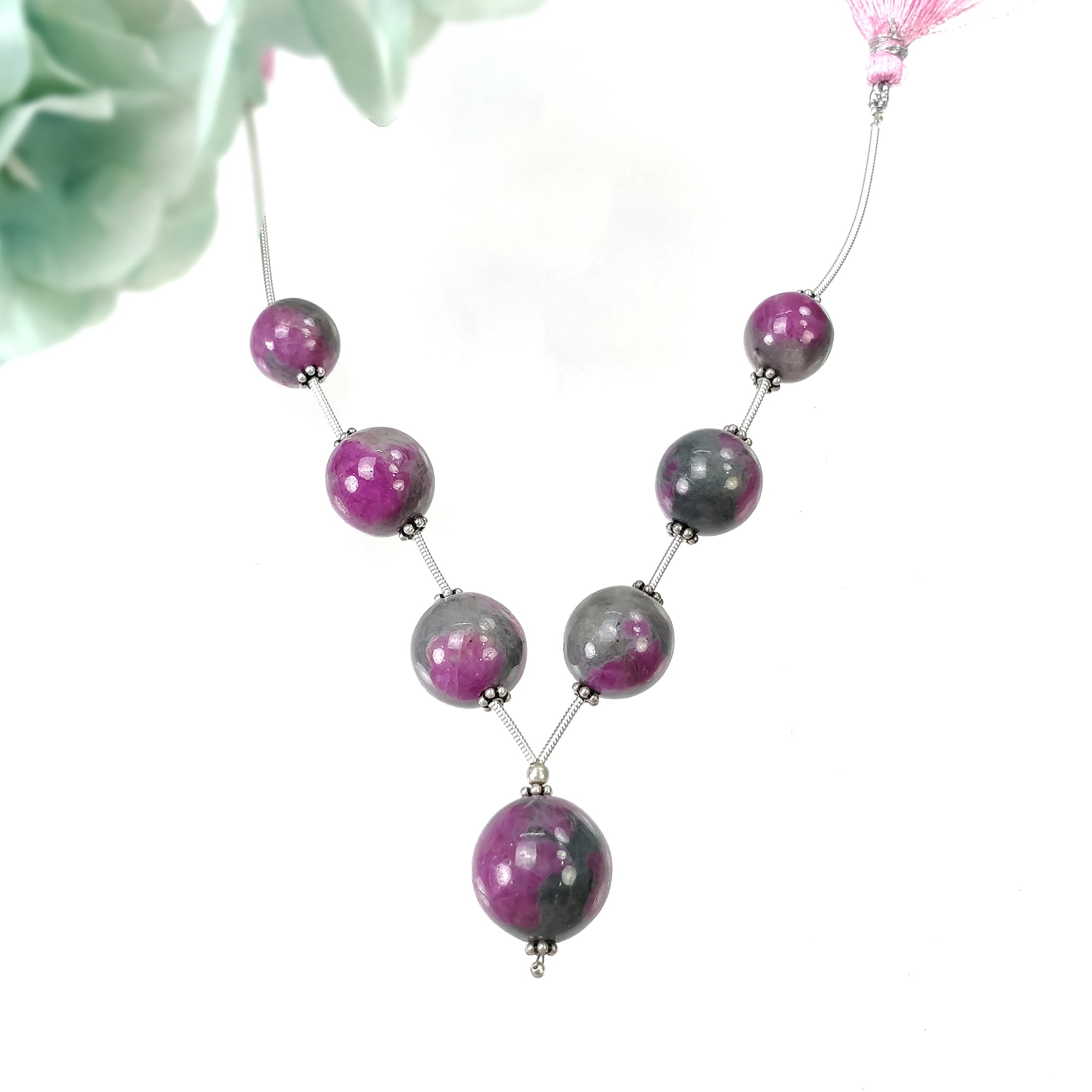 Natural Untreated Ruby Gemstone Loose Beads - 130.45cts Bi-Color Zoisite Ruby Balls (10.5mm-15.5mm) for Jewelry Making, DIY Crafts & Healing Crystal Collections