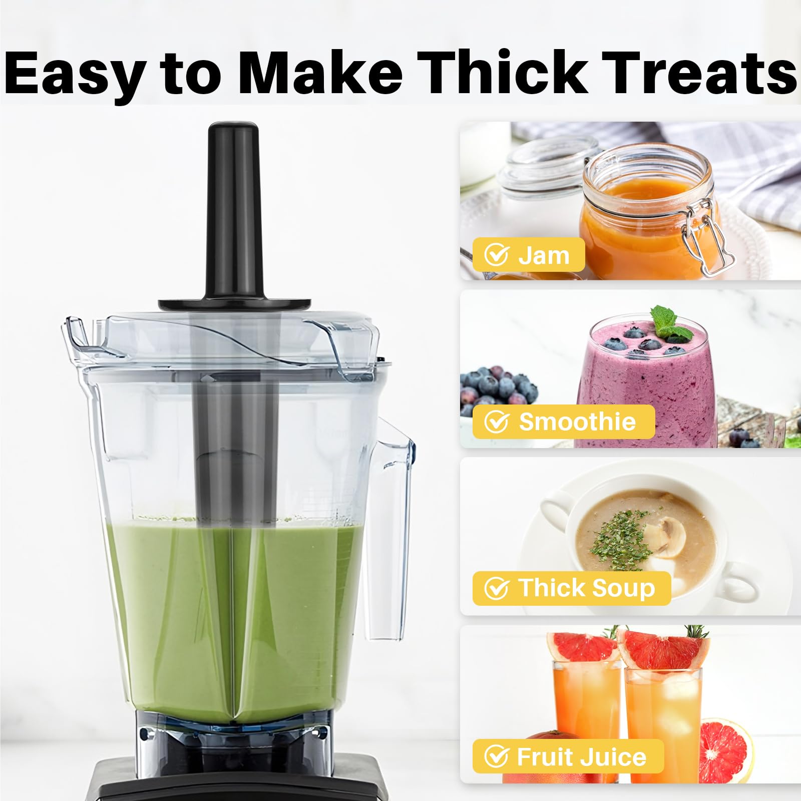 Vitamix Blender Tamper Replacement - Compatible with 32 oz & 48 oz Containers - Blender Plunger Stick Accessory for Smoothies, Soups & Nut Butters