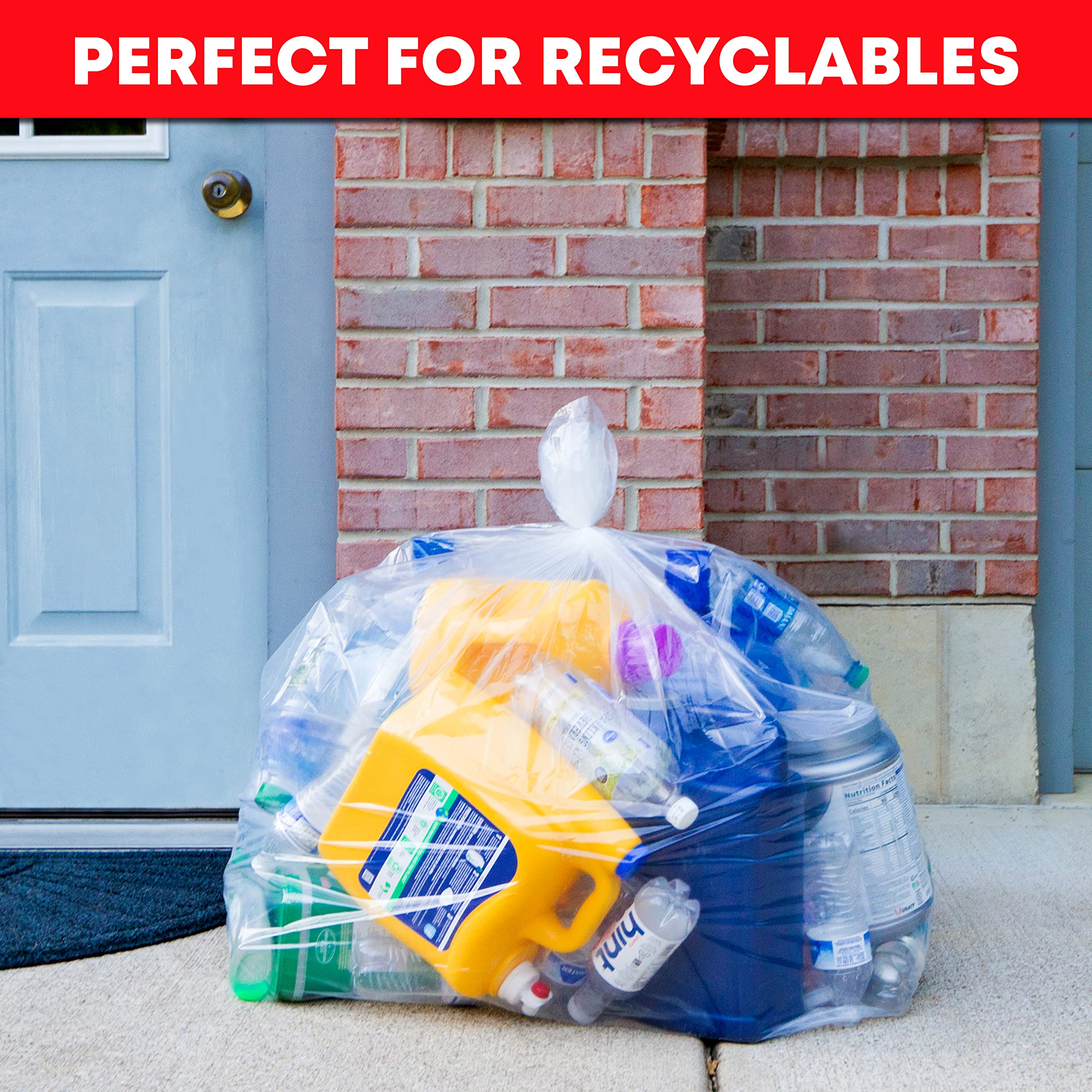 Heavy Duty 95-100 Gallon Clear Trash Bags | 25 Count Extra Large Can Liners for 90-100 Gallon Trash Cans | Durable, Leak-Proof & Tear-Resistant | Perfect for Outdoor Events, Commercial Use & Large Household Waste Disposal