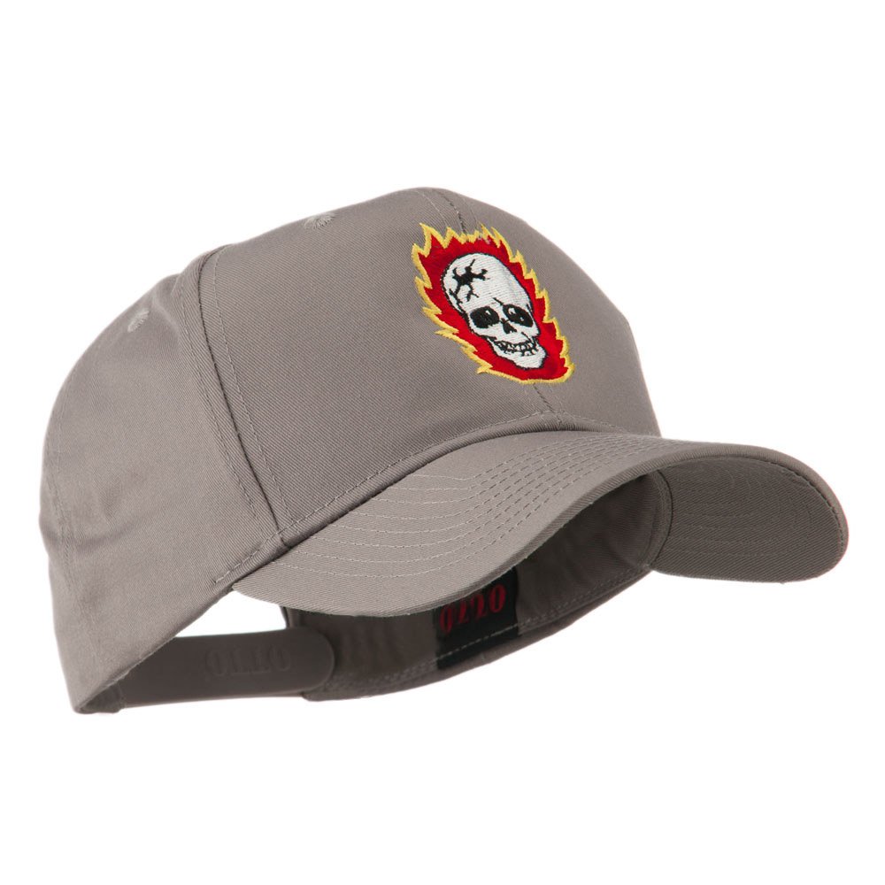 E4Hats Halloween Skull with Flames Embroidered Baseball Cap - Gothic Punk Style Hat for Costume Parties, Cosplay & Streetwear Fashion