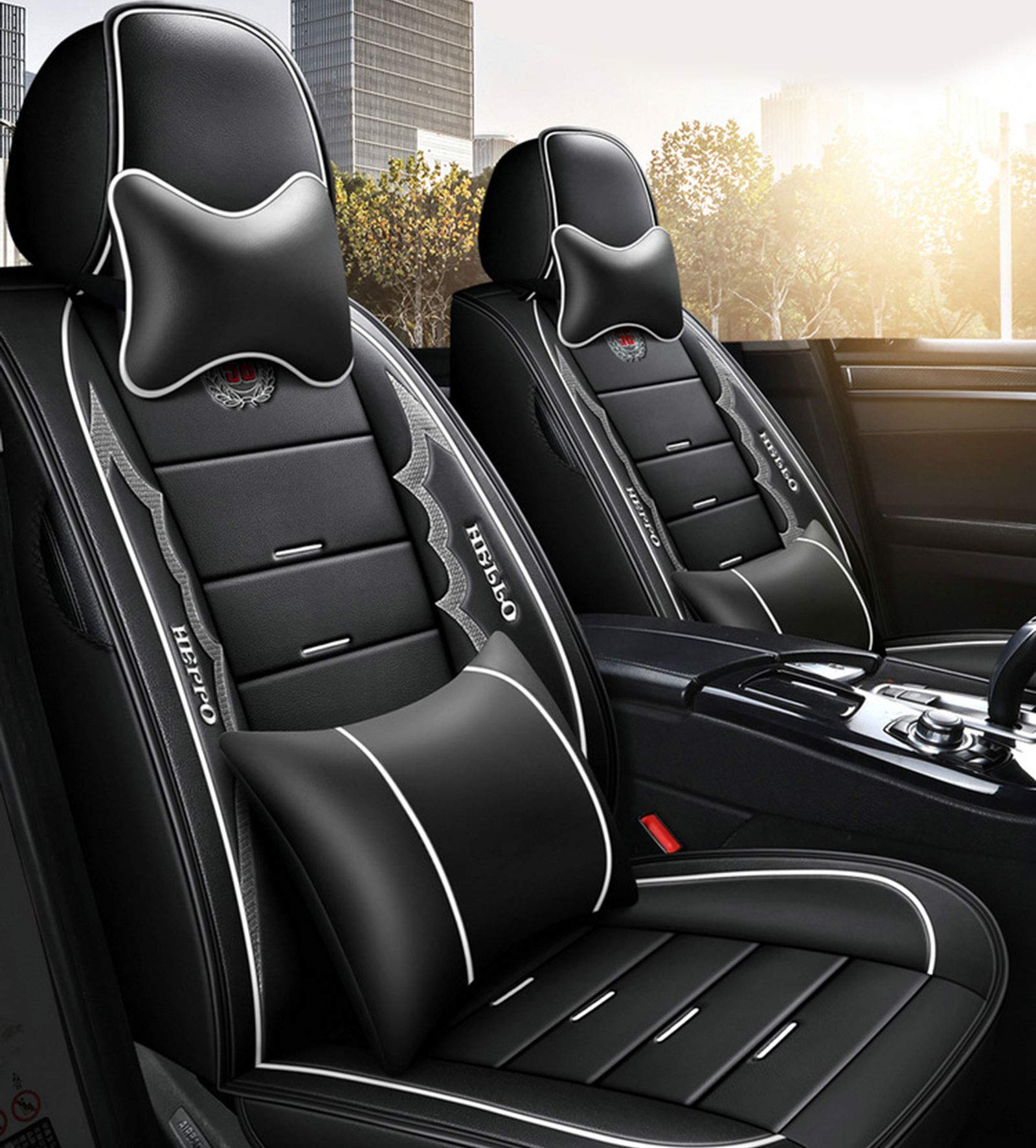 Premium Leather Car Seat Covers - Universal Fit for Most Vehicles (White) | Durable Auto Cushion Protectors for Cars, SUVs & Trucks | Perfect for Daily Commute, Road Trips & Family Protection