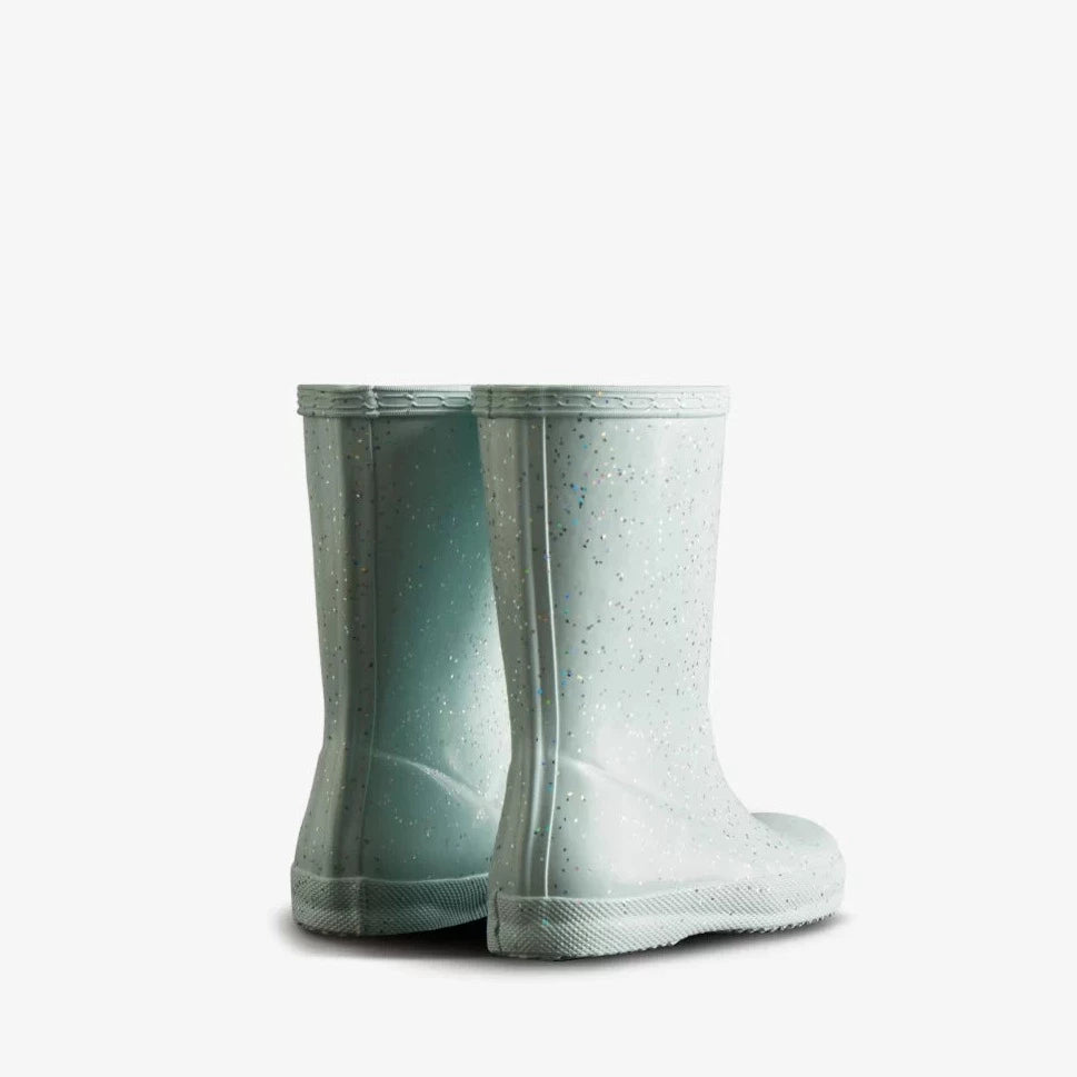 Hunter Gentle Blue Kids First Giant Glitter Rain Boots - Waterproof Outdoor Play Shoes for Puddles, Gardens & Rainy Day Adventures