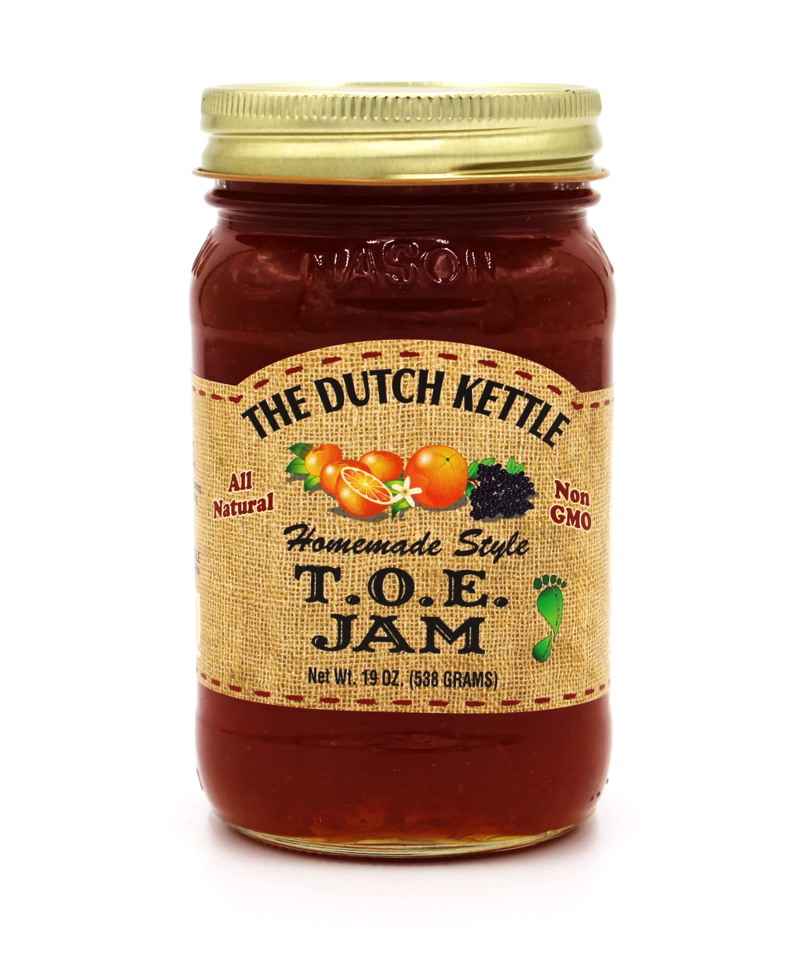 Dutch Kettle T.O.E. Jam - Premium Homemade Fruit Spread with Tangerine, Orange & Elderberry - All Natural, Non-GMO, Handcrafted by Amish - 19 oz Jar - Perfect for Toast, Yogurt, Desserts & Gift Giving
