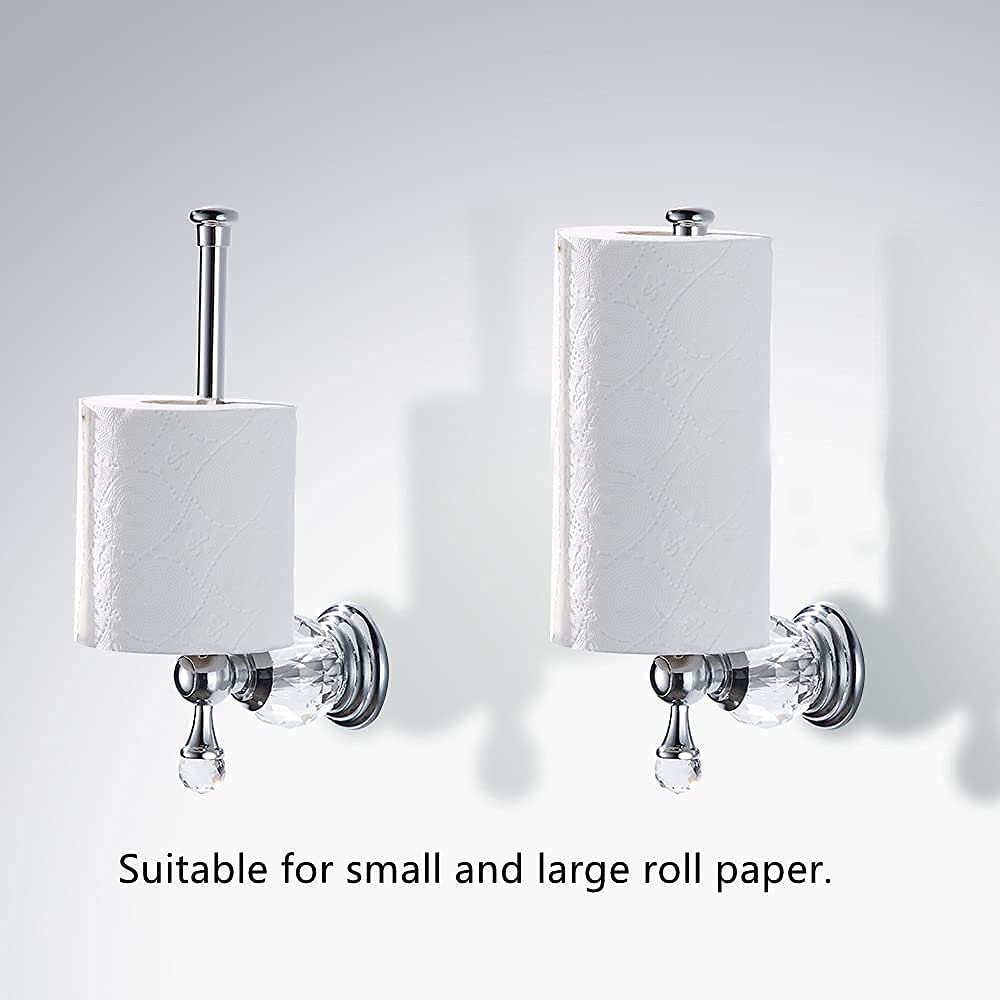 BATHSIR Crystal Toilet Paper Holder - Chrome & Gold Wall Mounted Tissue Roll Holder for Bathroom Decor | Elegant Bathroom Accessory for Home & Hotel Use