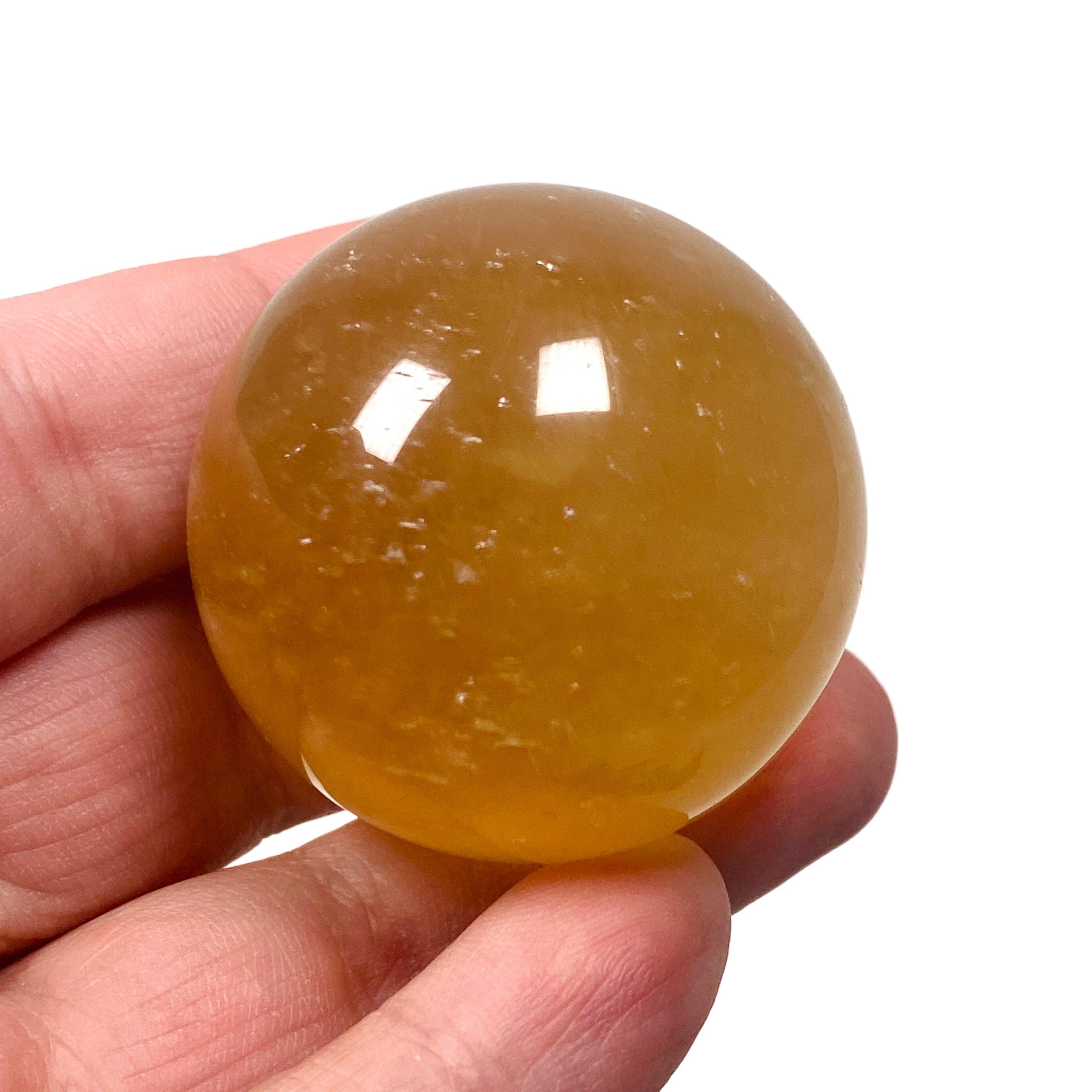 Golden Calcite Sphere - Natural Healing Crystal for Meditation, Reiki, and Home Decor (GCS 01) | Perfect for Spiritual Healing, Energy Work & Feng Shui