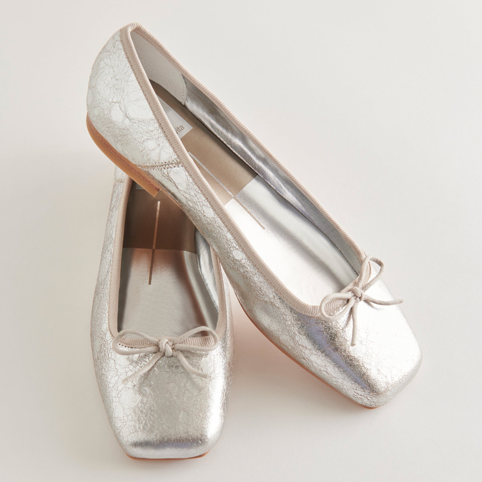 ANISA Ballet Flats for Women - Silver Distressed Leather Comfortable Shoes - Perfect for Casual Wear, Office & Dancing