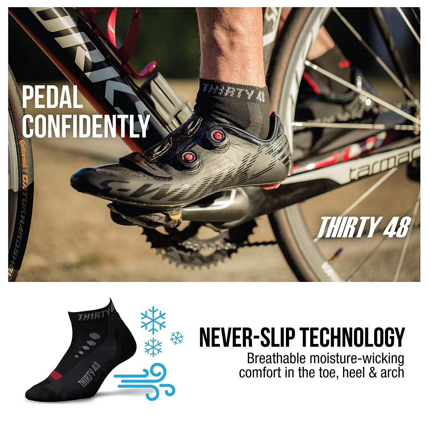 Thirty48 Low Cut Cycling Socks for Men & Women - Breathable Unisex Sports Socks for Running, Gym & Outdoor Activities | Comfortable Athletic Socks for Biking, Hiking & Workouts