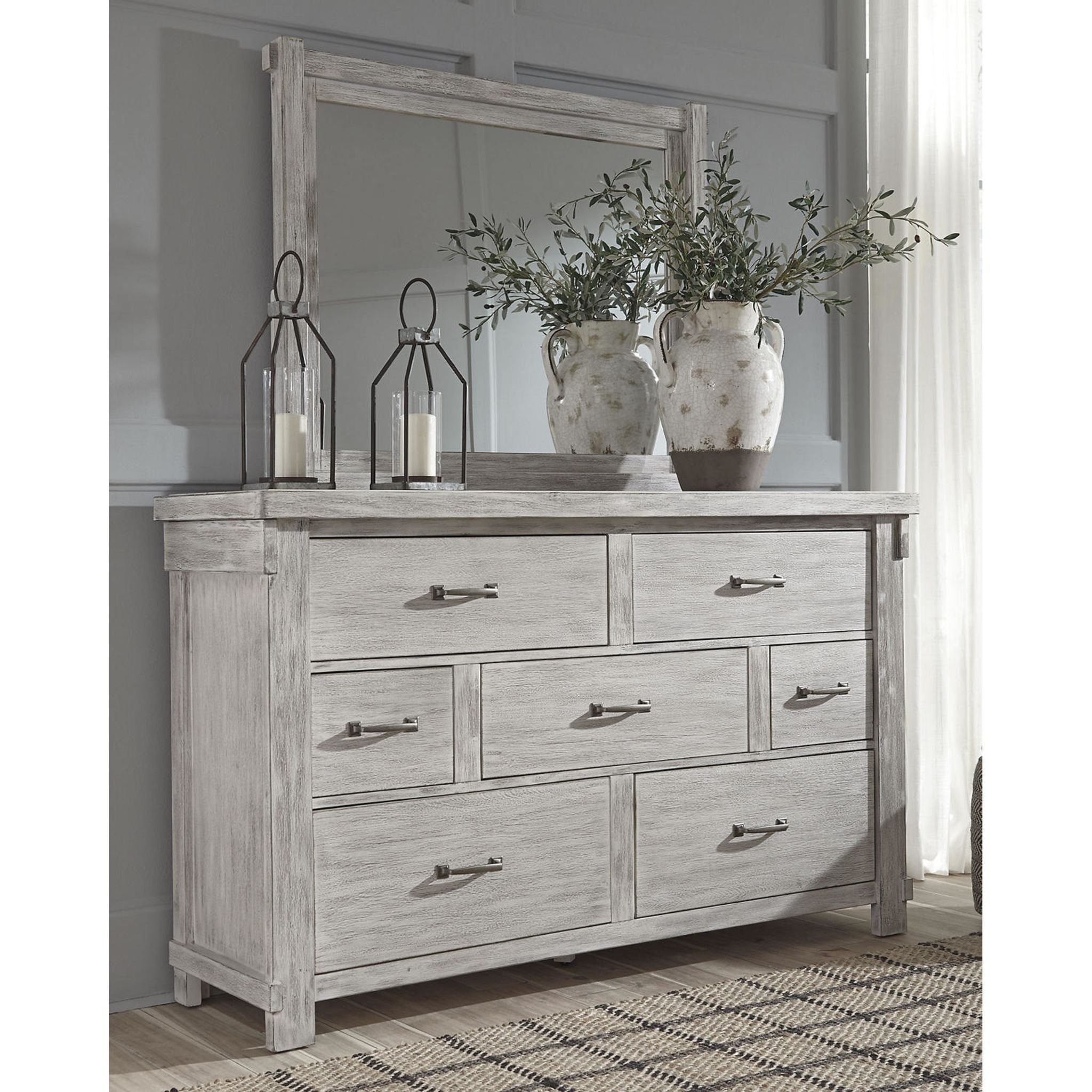 Brashland White Dresser and Mirror Set - Modern Bedroom Furniture for Home Decor & Storage Solutions