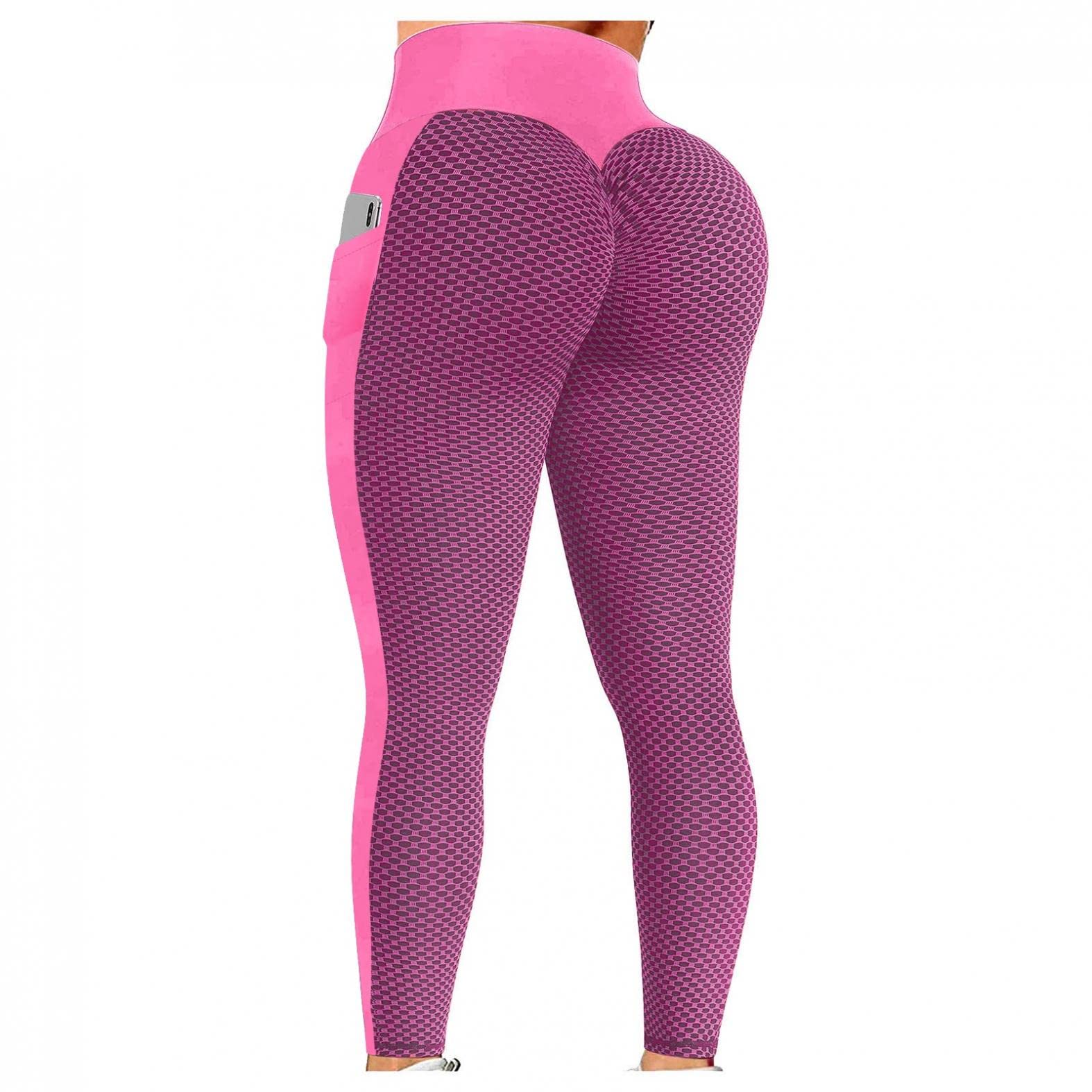 Women's High Waisted Yoga Pants - Butt Lifting Workout Leggings with Textured Fabric | Tummy Control Gym Tights for Running, Pilates & Lounge Wear