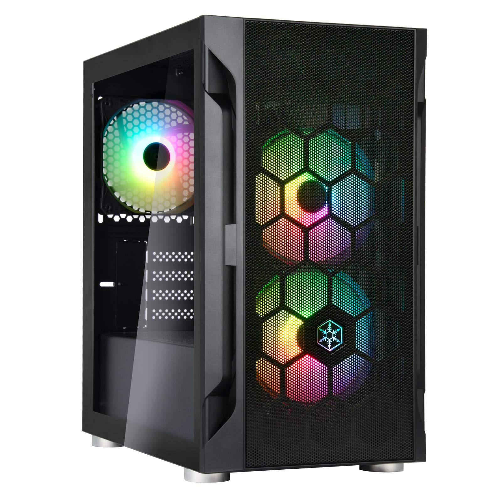 SilverStone FARA H1M PRO Black Micro-ATX PC Case with Tempered Glass Side Panel & 3 ARGB Fans - Compact Gaming Tower for High-Airflow Builds, Perfect for Esports and Streaming Setups