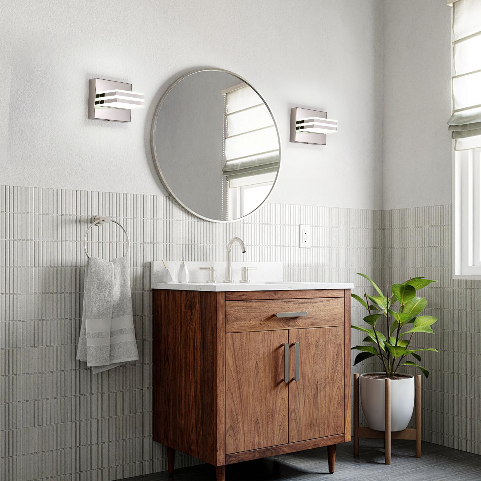 Modern Chrome Bathroom Vanity Light Fixtures - 7W LED Mirror Lighting, Acrylic Vanity Sconces for Bathroom, Bedroom & Living Room - Perfect for Makeup, Shaving & Ambient Lighting
