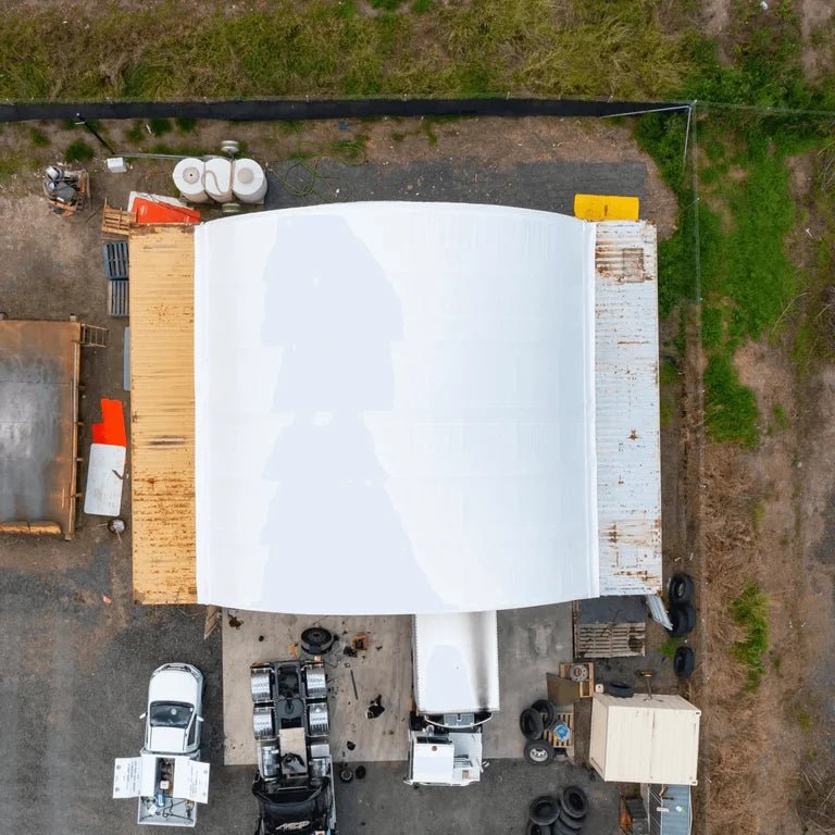 40x40x15 FT Heavy Duty Double Truss Fabric Storage Shelter - Durable Container Building Cover for Warehousing, Equipment Protection & Outdoor Storage