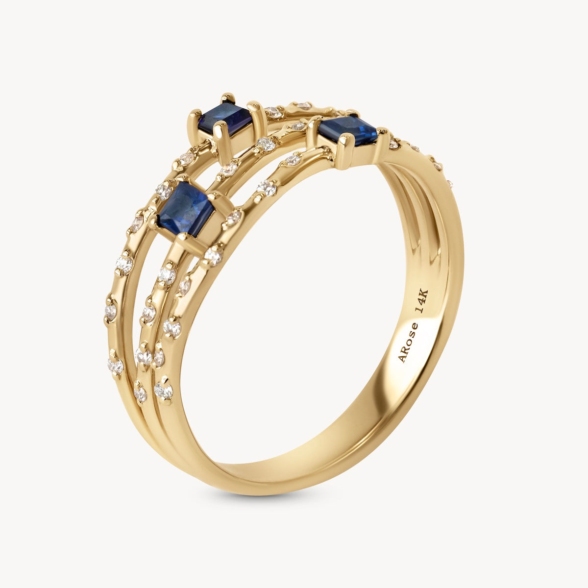 Starry Sapphire Triple Band Ring - Elegant Blue Gemstone Jewelry for Women - Perfect for Weddings, Anniversaries & Special Occasions