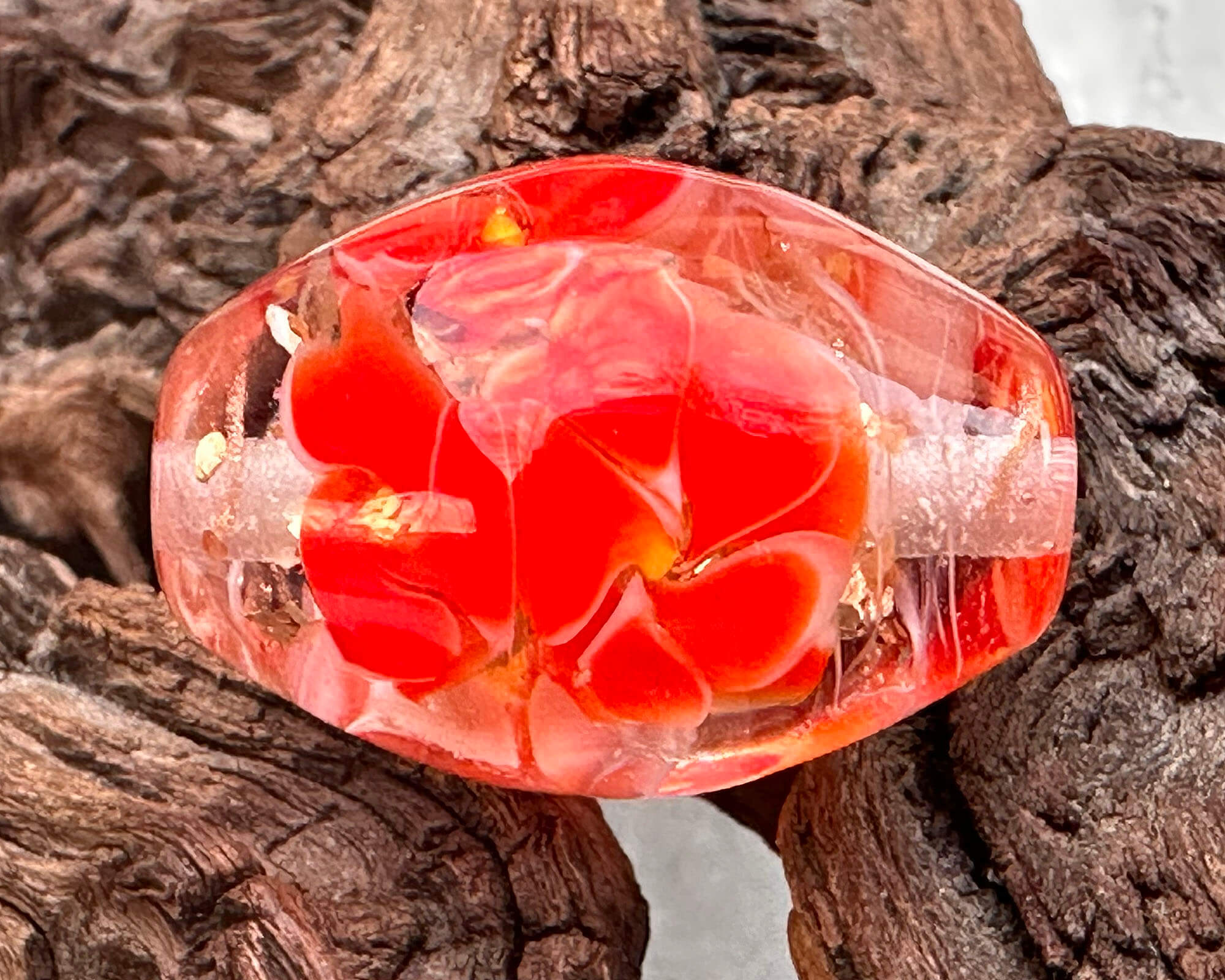 Handmade Love Red Floral Lampwork Glass Focal Bead for Jewelry Making - Perfect for Necklaces, Bracelets, and DIY Craft Projects