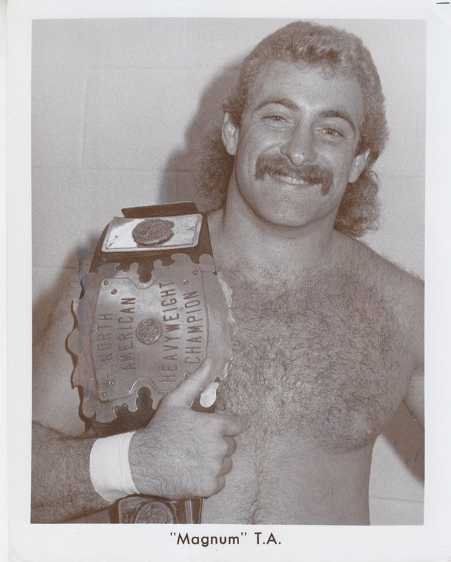 Vintage 1980s Mid South North American Champion Magnum T.A. Wrestling Promo Photo - Perfect for Wrestling Memorabilia Collections & Man Cave Decor