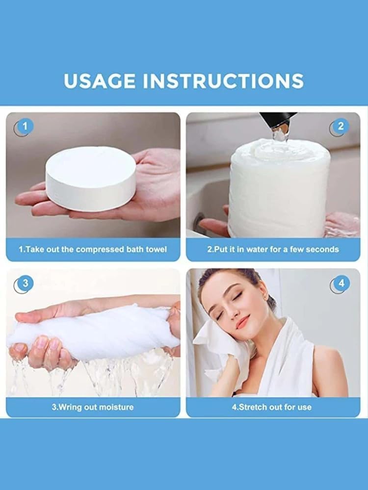 Simxen Compressed Cotton Towels for Women & Men - 3 Pack Soft, Absorbent, Multi-Purpose Wet Wipes - Lightweight Travel Towel Tablets for Camping, Swimming, Hiking, Gym & Outdoor Activities