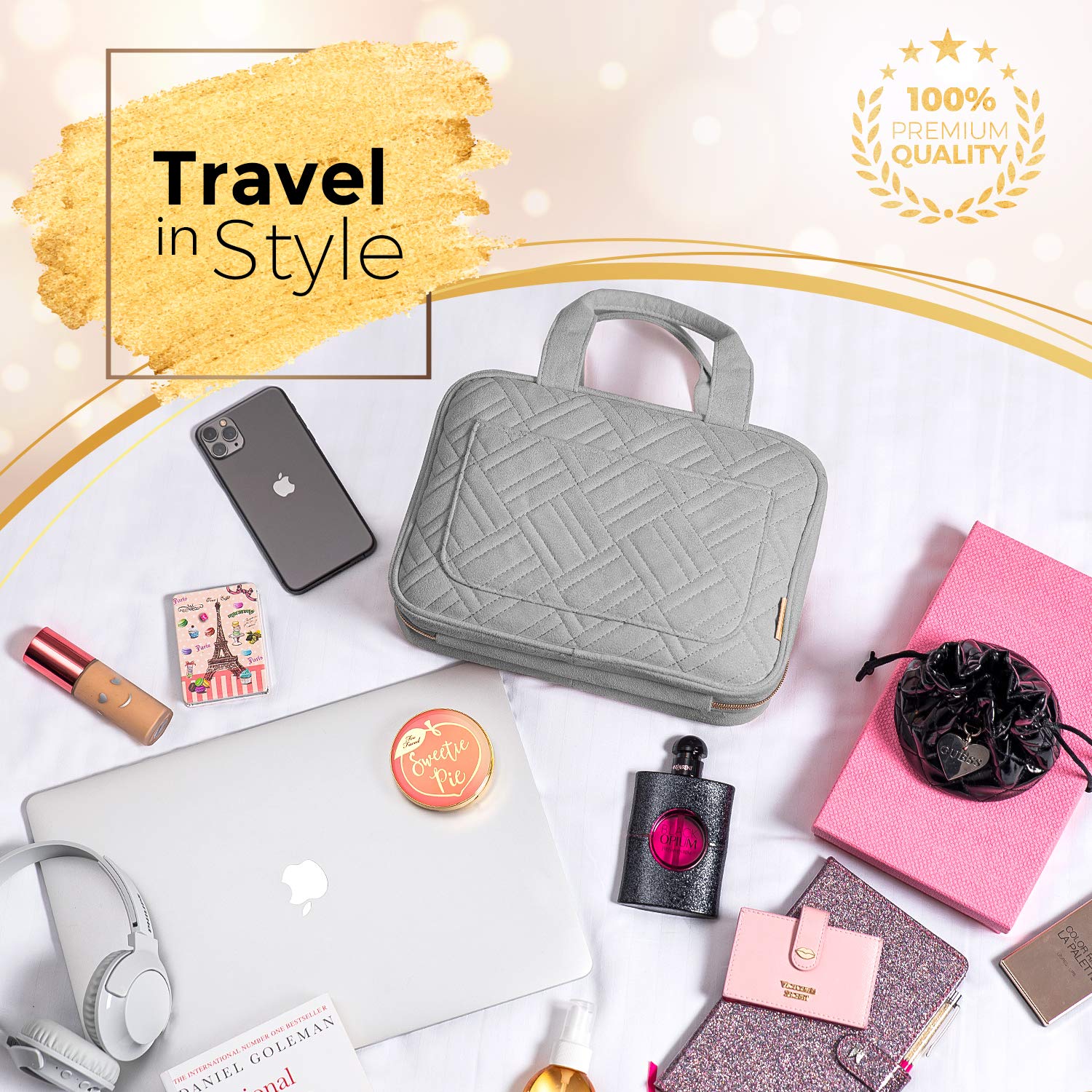 BOACAY Hanging Travel Toiletry Bag for Women - Waterproof Makeup Organizer with Multiple Pockets for Cosmetics, Toiletries & Travel Essentials - Perfect for Bathroom, Shower, Camping & Vacation Trips