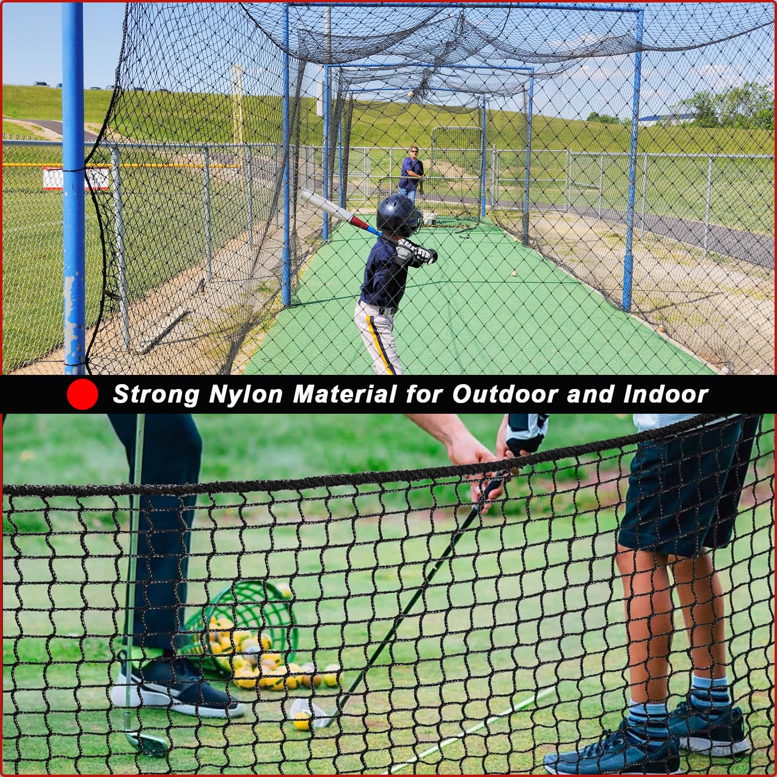 **Heavy Duty Golf Practice Net - Sports Barrier Netting for Golf, Baseball, Hockey & Soccer - DIY Ball Training Net for Backyard & Indoor Use**