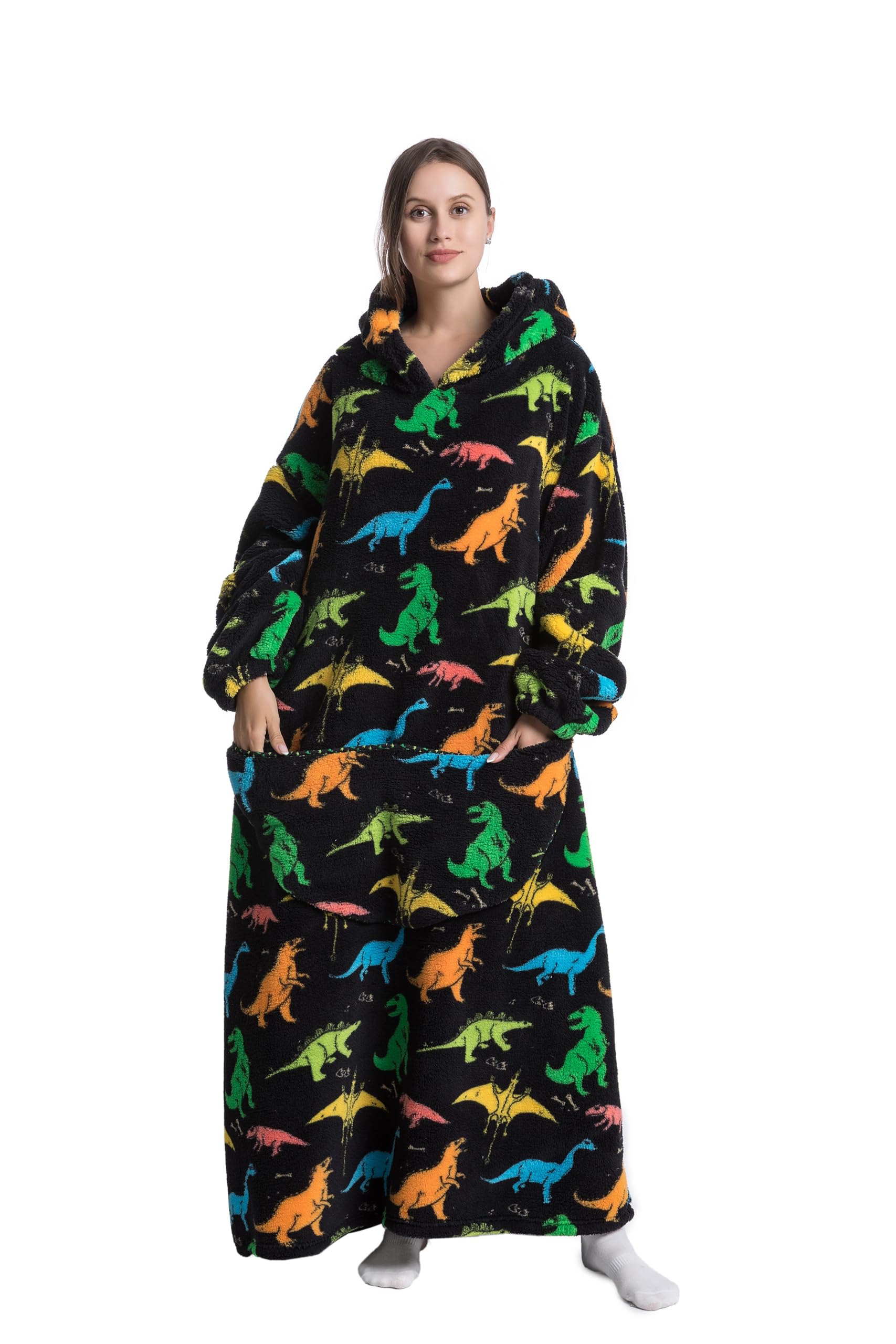 **Cozy Wearable Blanket Hoodie for Women & Men - Soft Fleece Long Hooded Sweatshirt - Perfect Birthday Gift, Lounge Wear for Winter, Movie Nights & Camping**