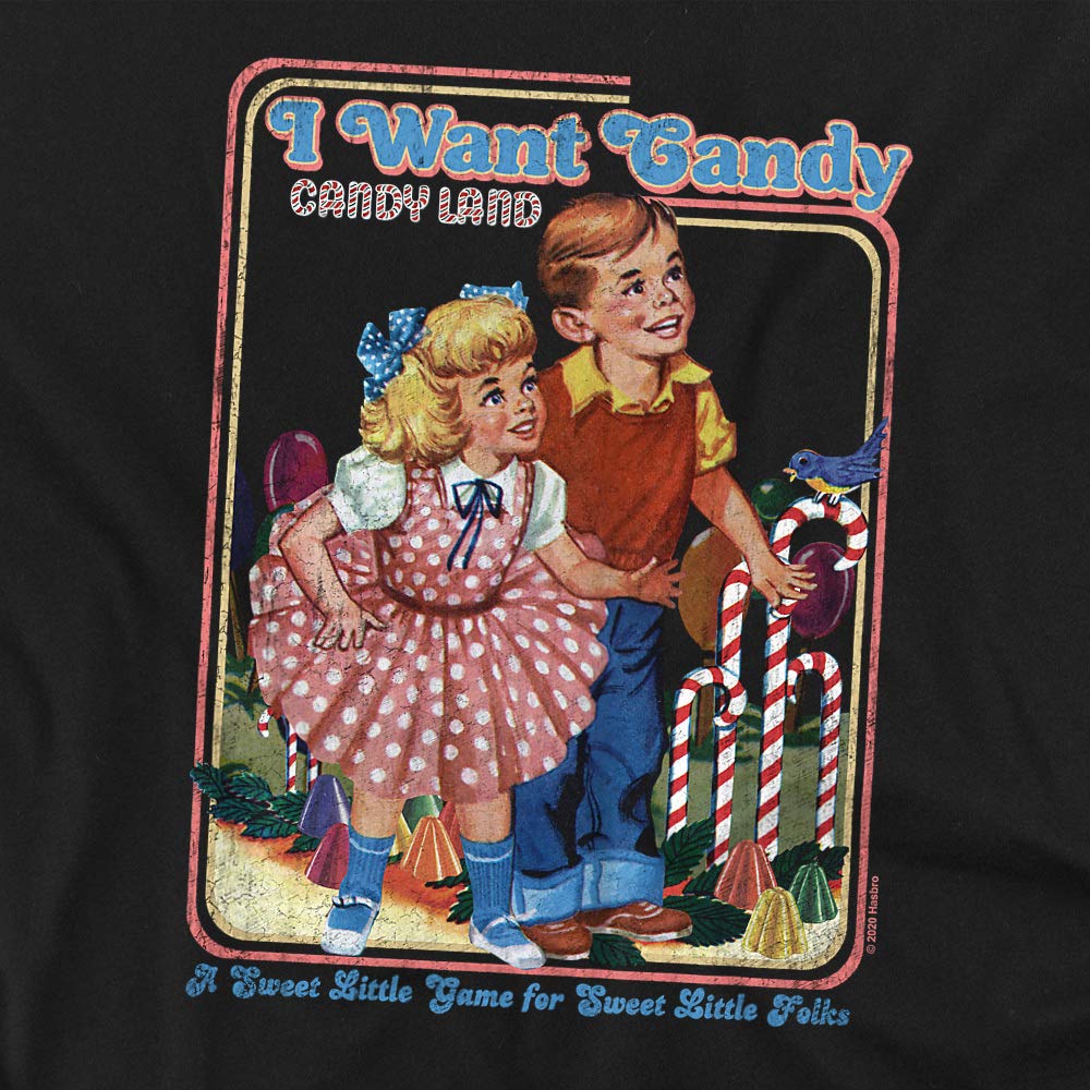 Candy Land I Want Candy Women's T-Shirt | Vintage Candy Print Tee for Women | Casual Graphic Tops for Everyday Wear